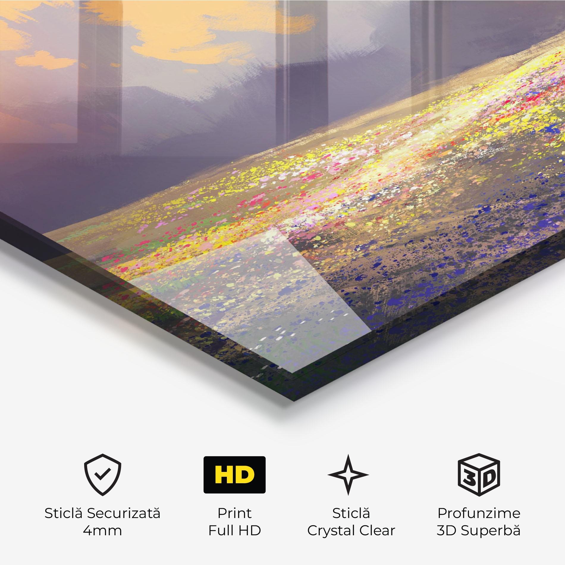 Tablou Sticla Pretty Spring Field mockup 3