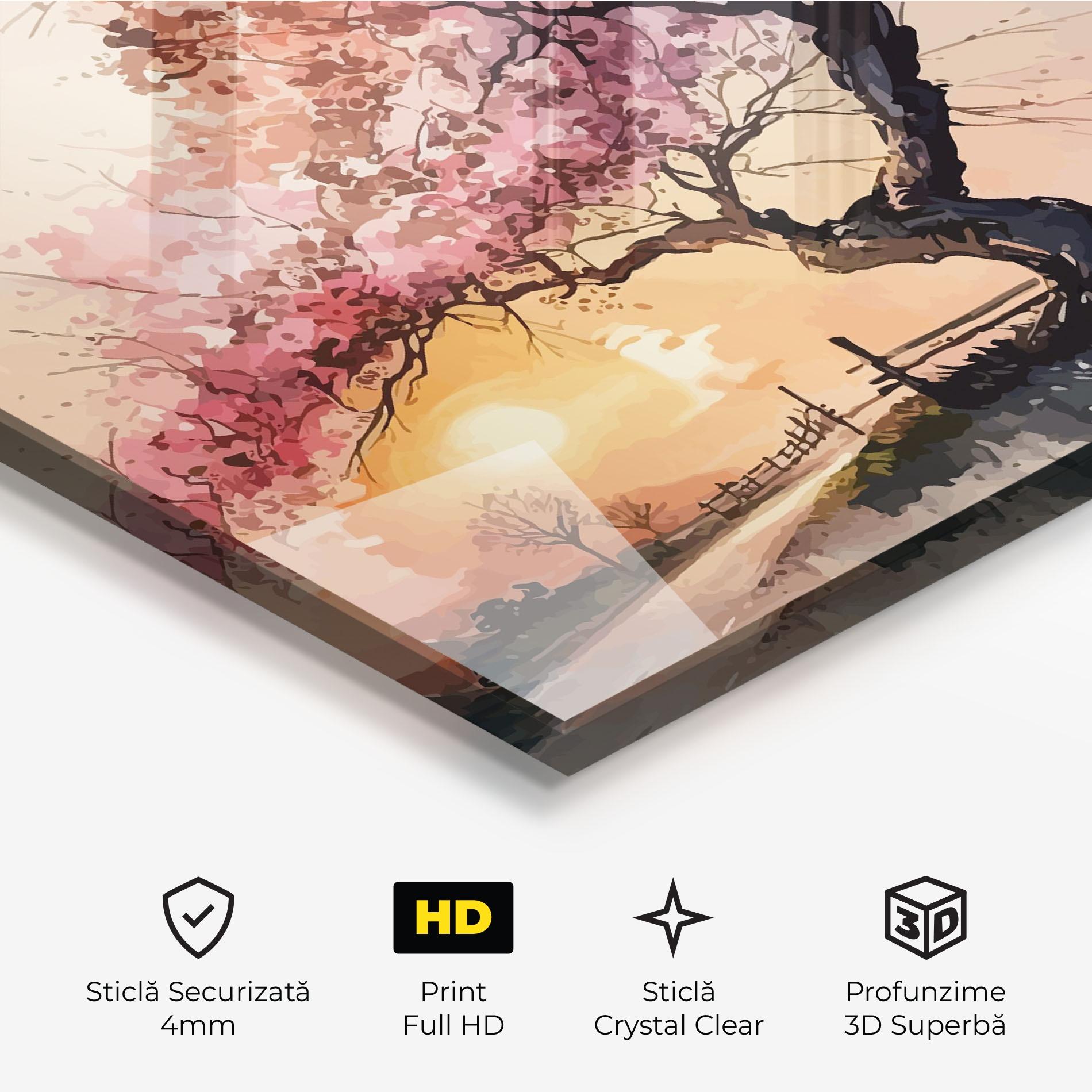 Tablou Sticla Sunset Spring mockup 3