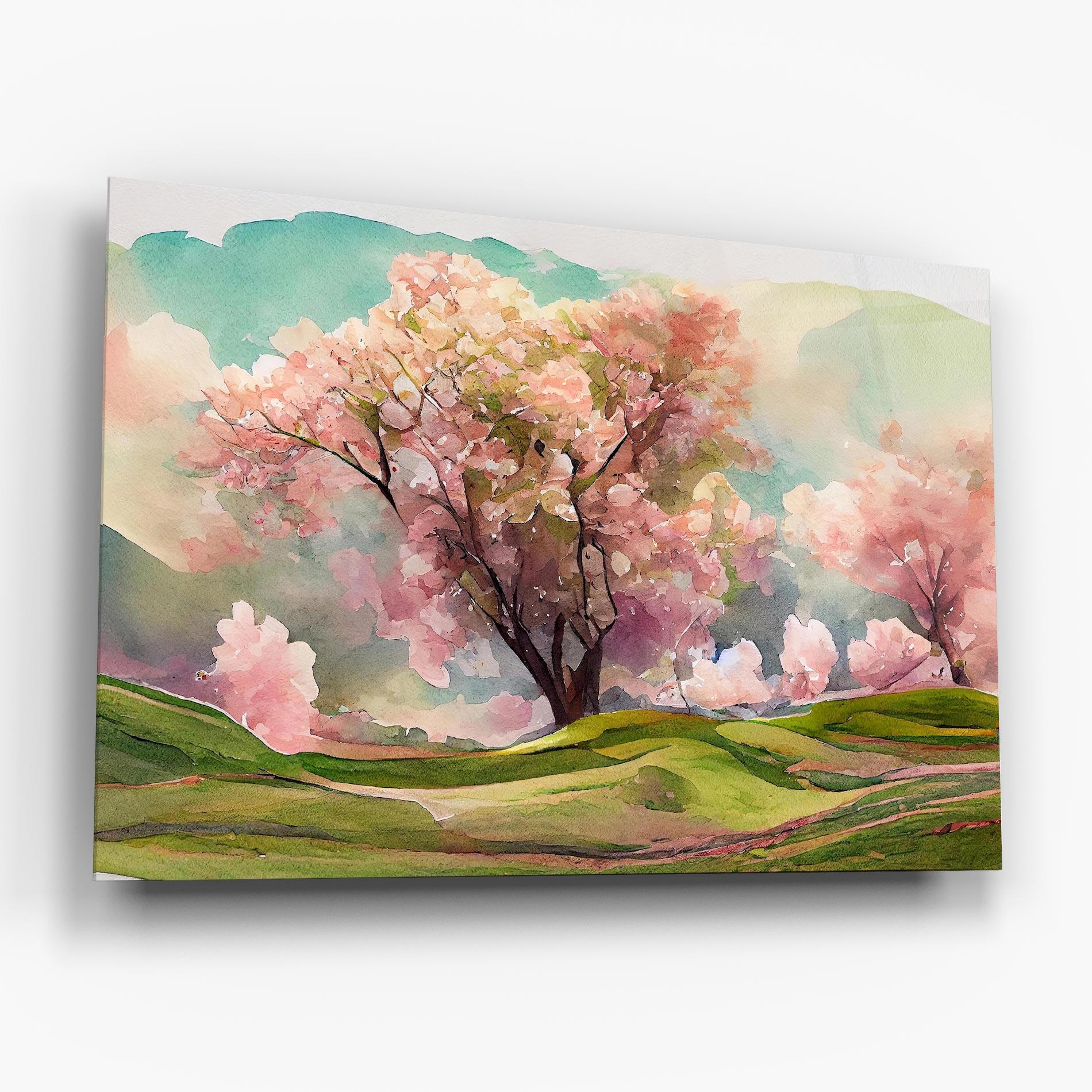 Tablou Sticla Big Spring Trees mockup 6