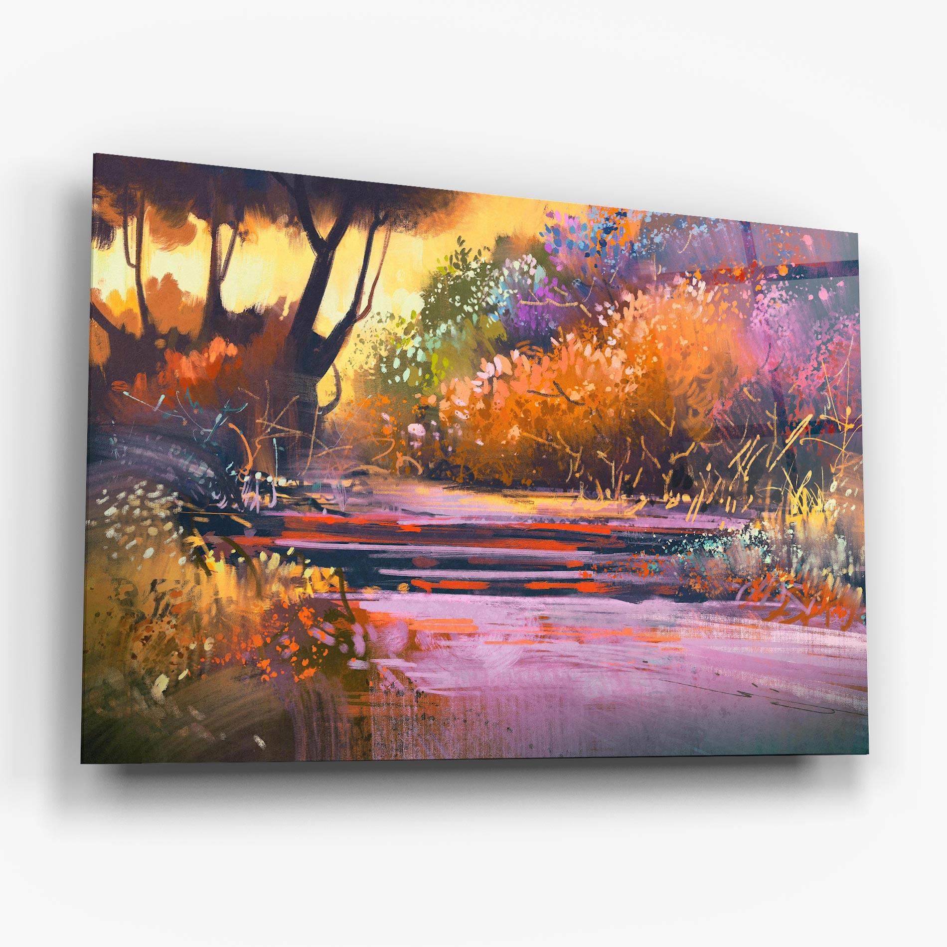 Tablou Sticla Landscape Colorful Trees mockup 6