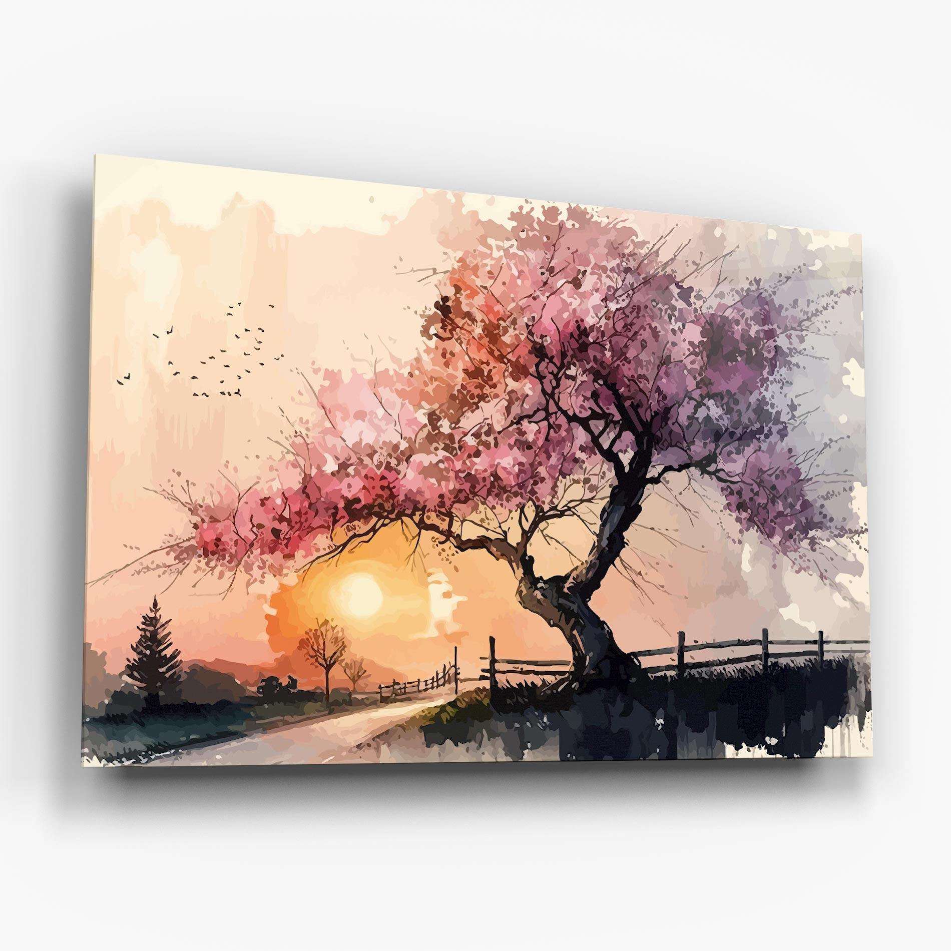 Tablou Sticla Sunset Spring mockup 6