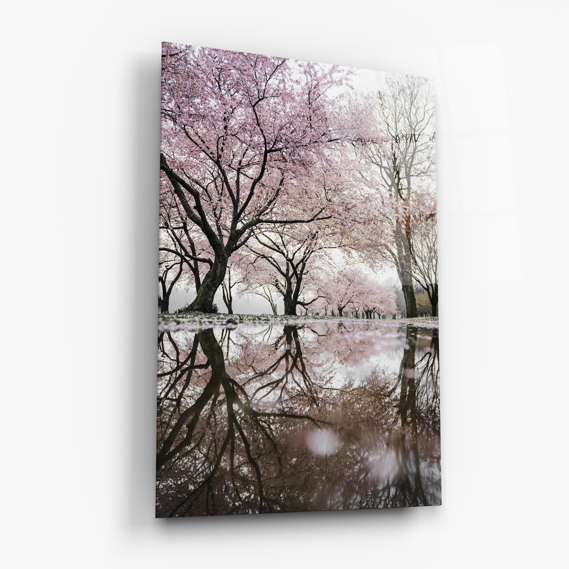 Tablou Sticla Pretty Pink Spring Tree mockup 6