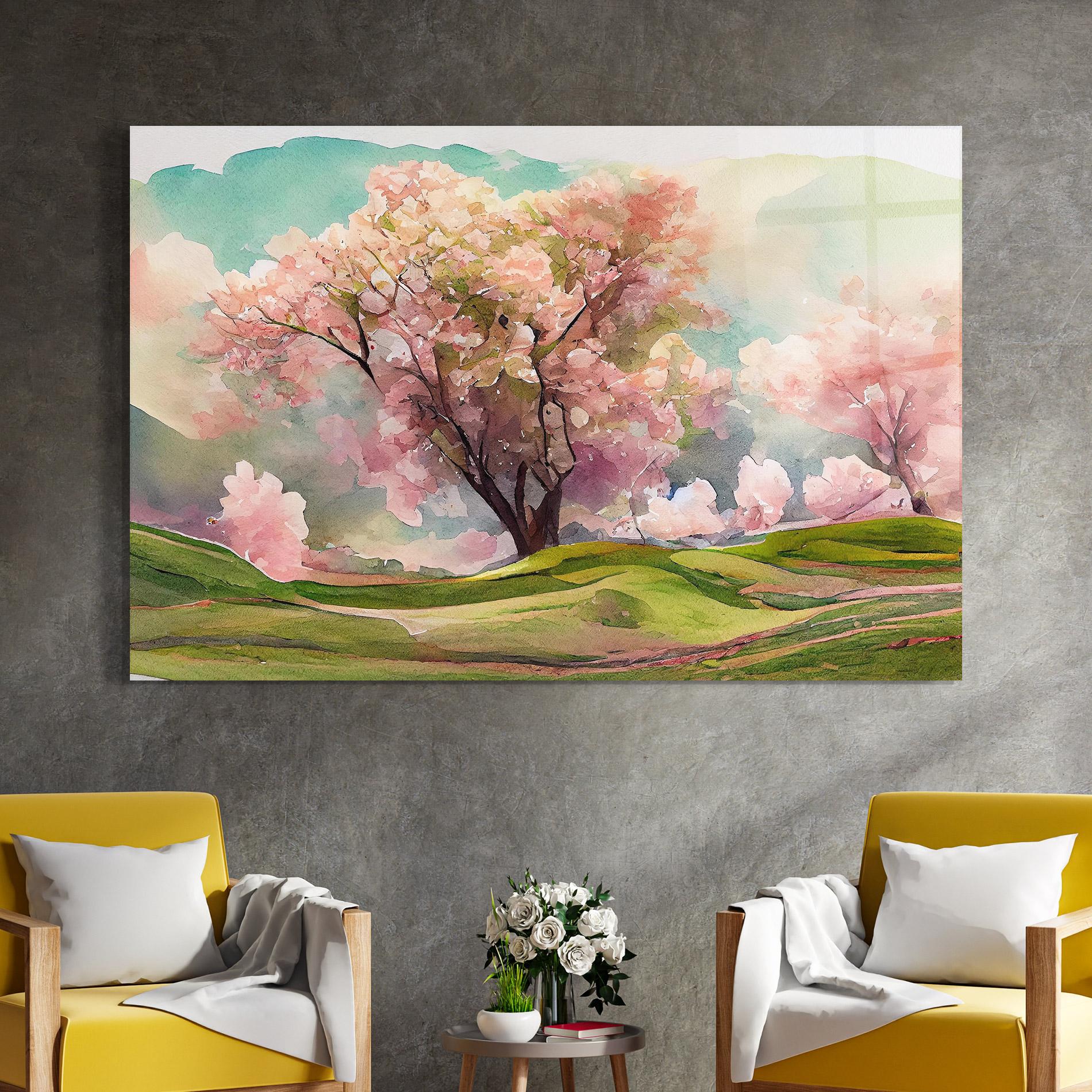 Tablou Sticla Big Spring Trees mockup 4