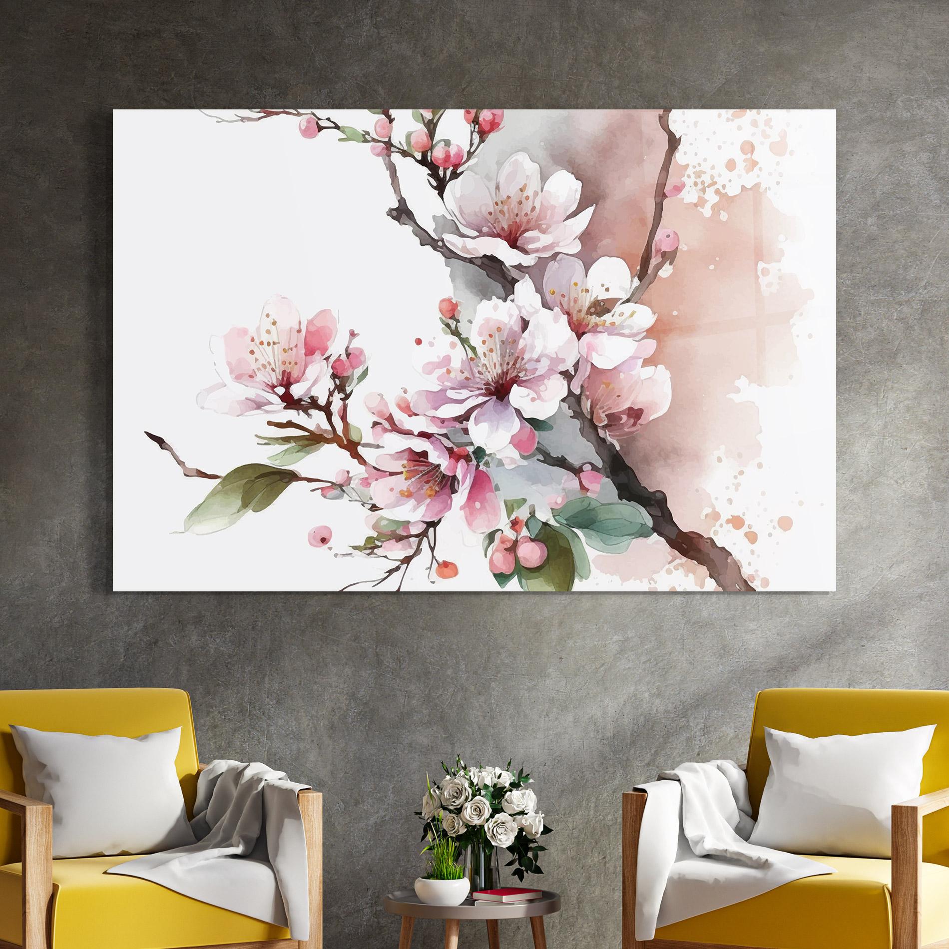 Tablou Sticla Cherry Spring Flower mockup 4