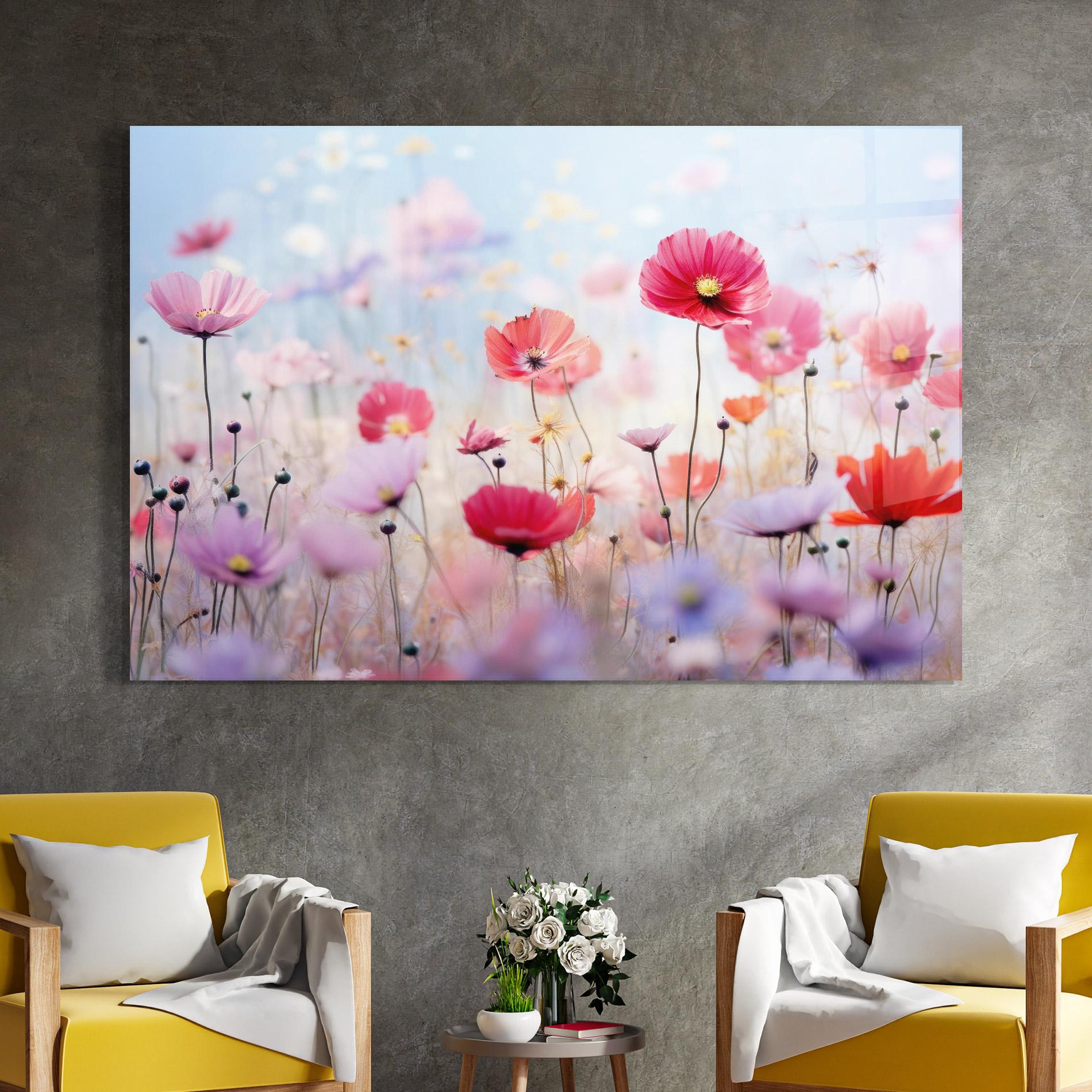 Tablou Sticla Dreamy Sprig Pink Flower mockup 4