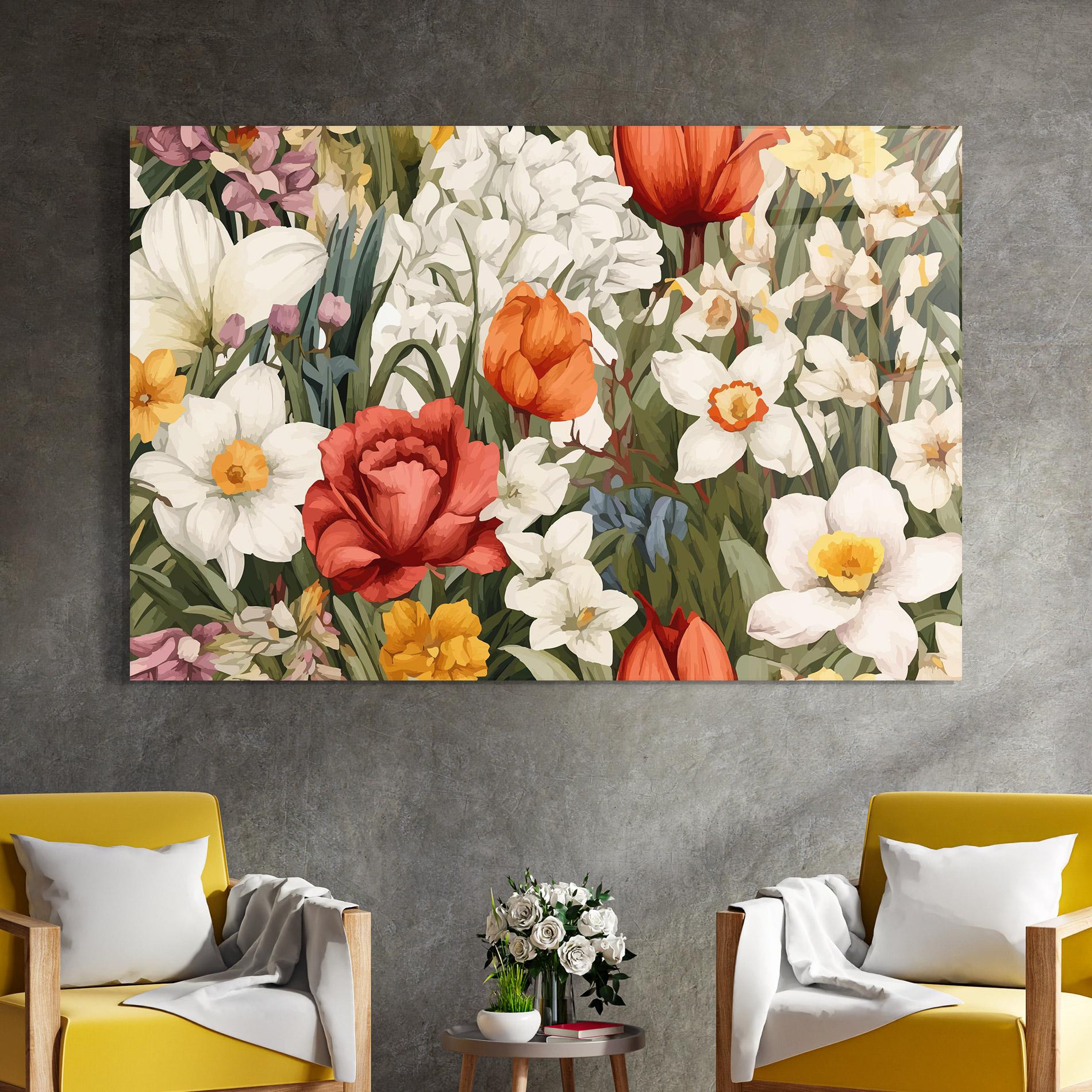 Tablou Sticla Orange Red Spring mockup 4