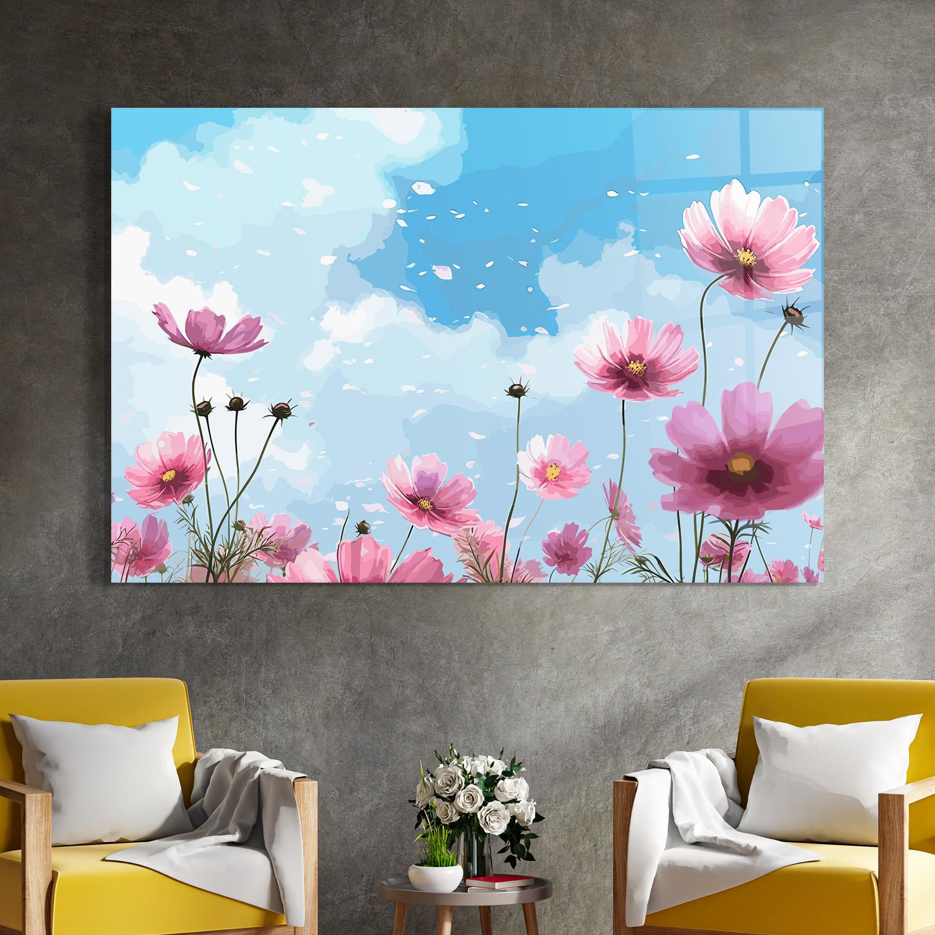 Tablou Sticla Pink Flowers Spring mockup 4