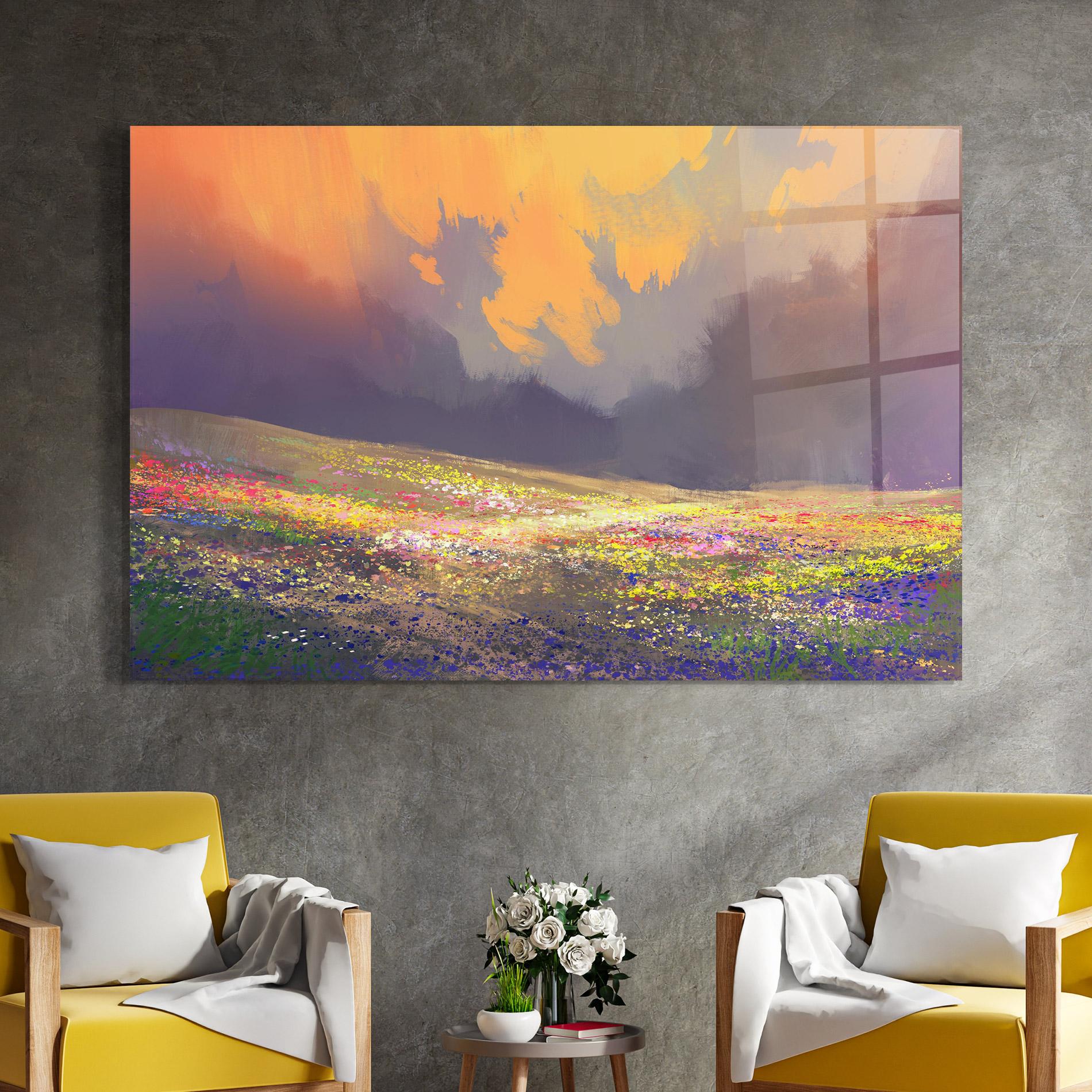 Tablou Sticla Pretty Spring Field mockup 4