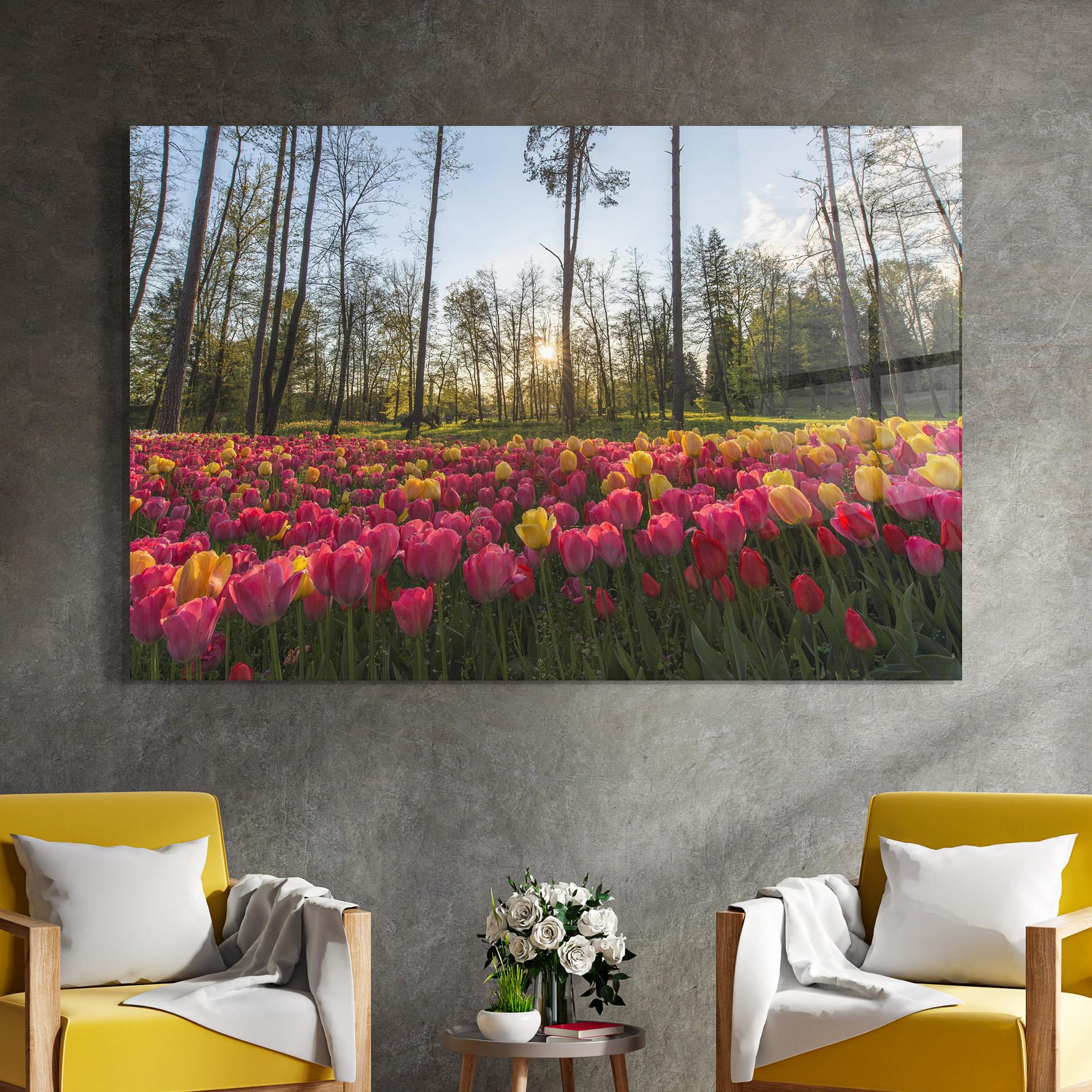 Tablou Sticla Pretty Spring Flowers mockup 4