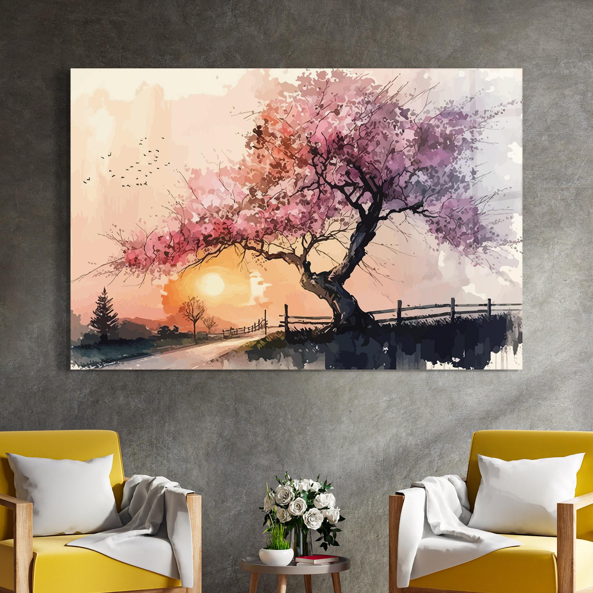 Tablou Sticla Sunset Spring mockup 4