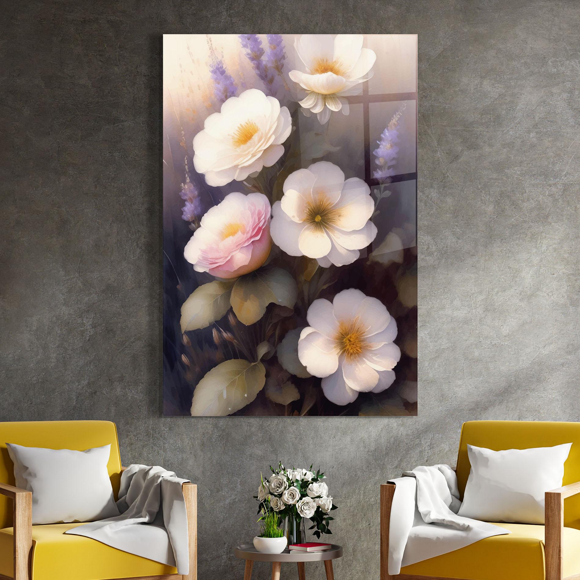 Tablou Sticla Cream Flower Spring mockup 4