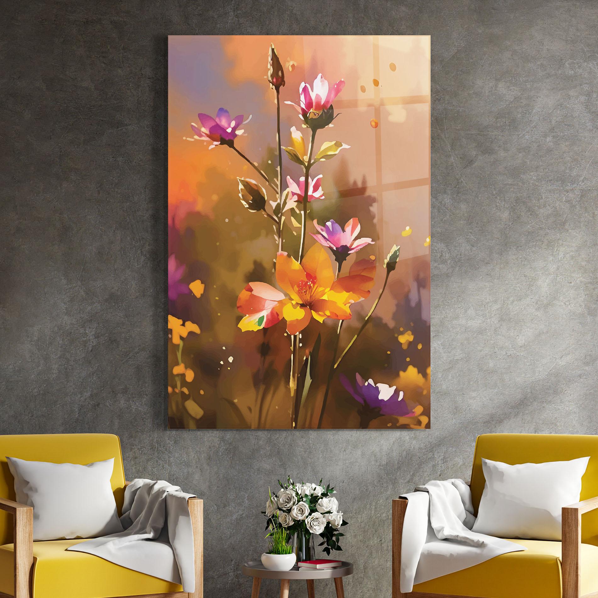 Tablou Sticla Orange Pink Spring mockup 4