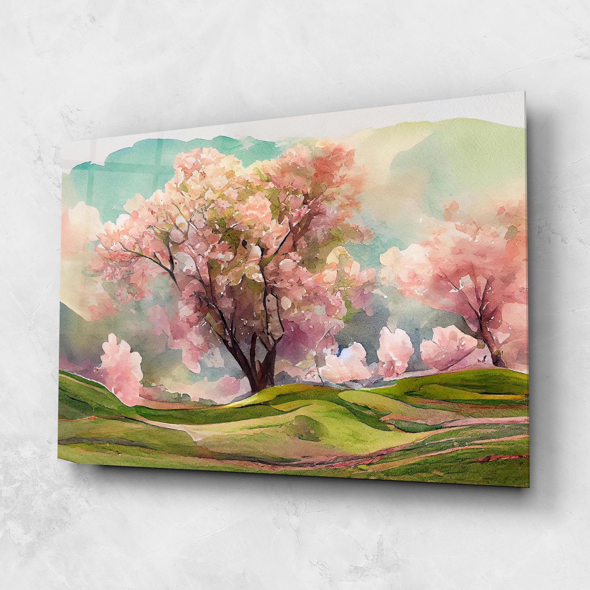 Tablou Sticla Big Spring Trees mockup 1
