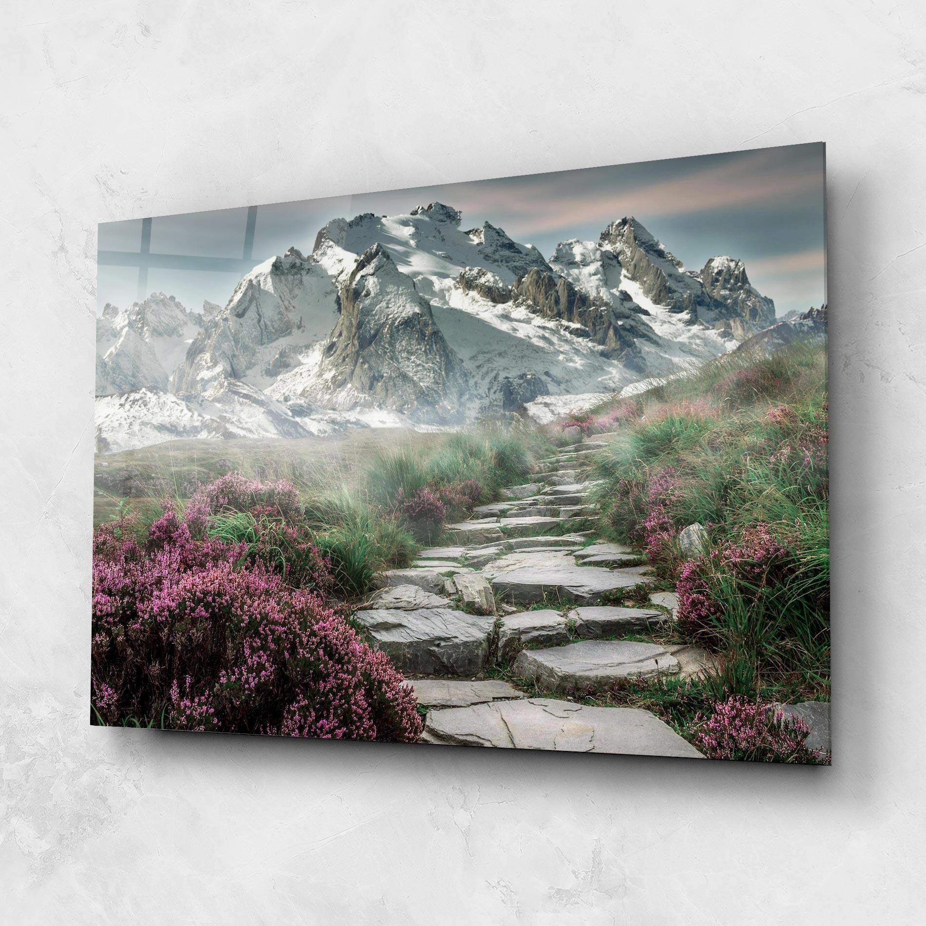 Tablou Sticla Mountain Spring View mockup 1