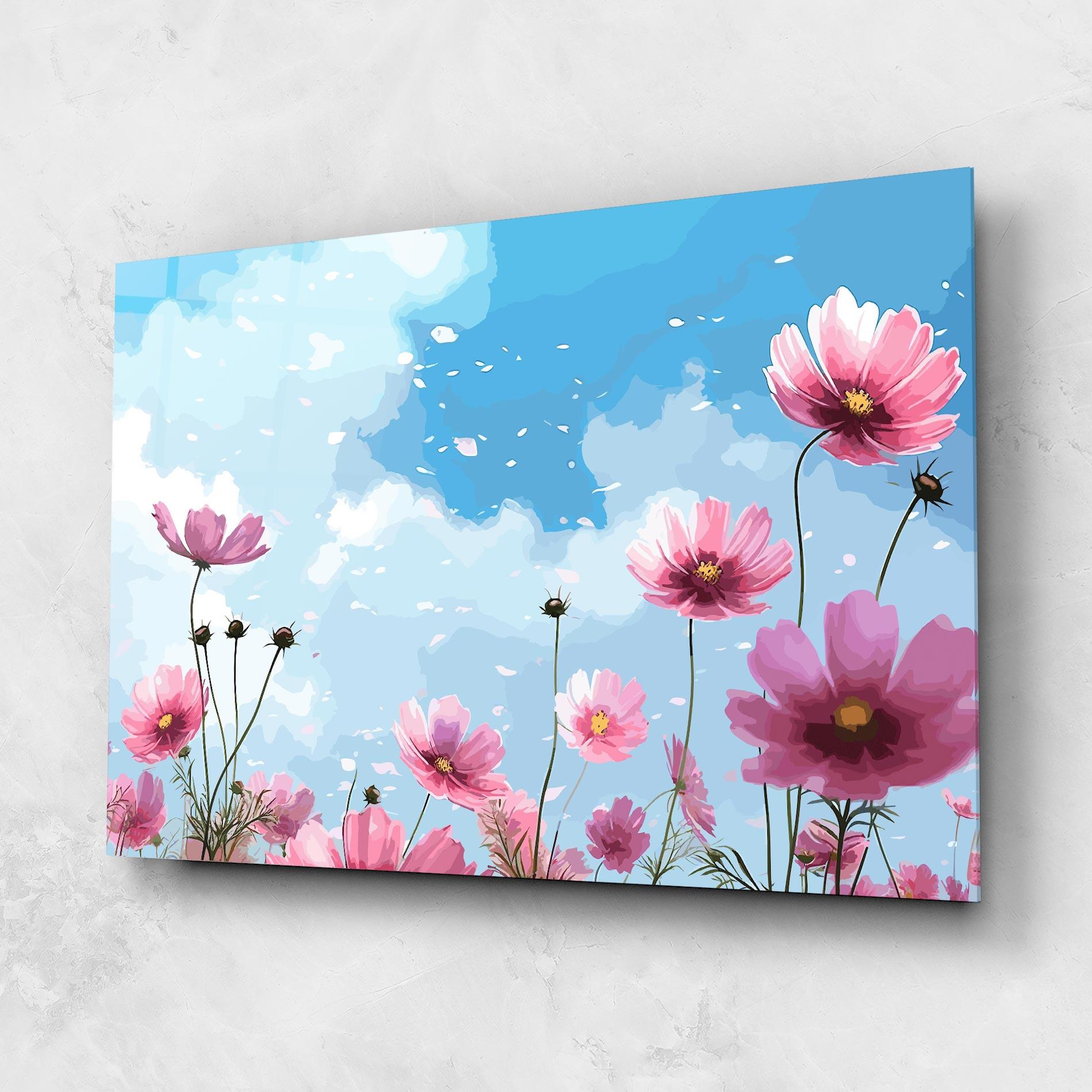 Tablou Sticla Pink Flowers Spring mockup 1