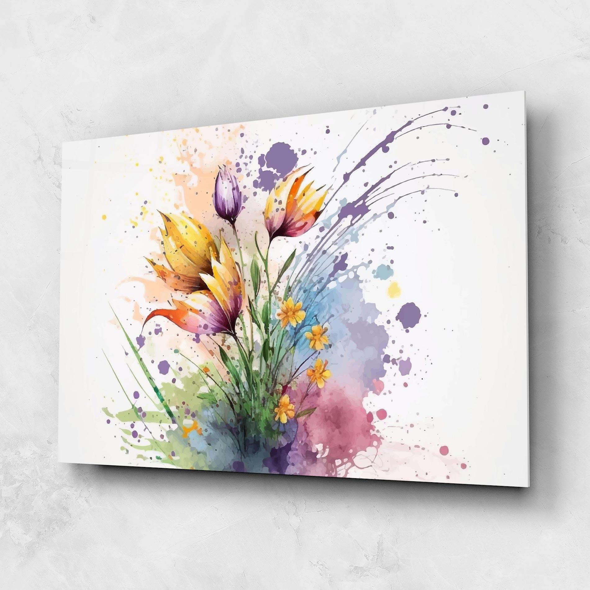 Tablou Sticla Purple Yellow Spring mockup 1