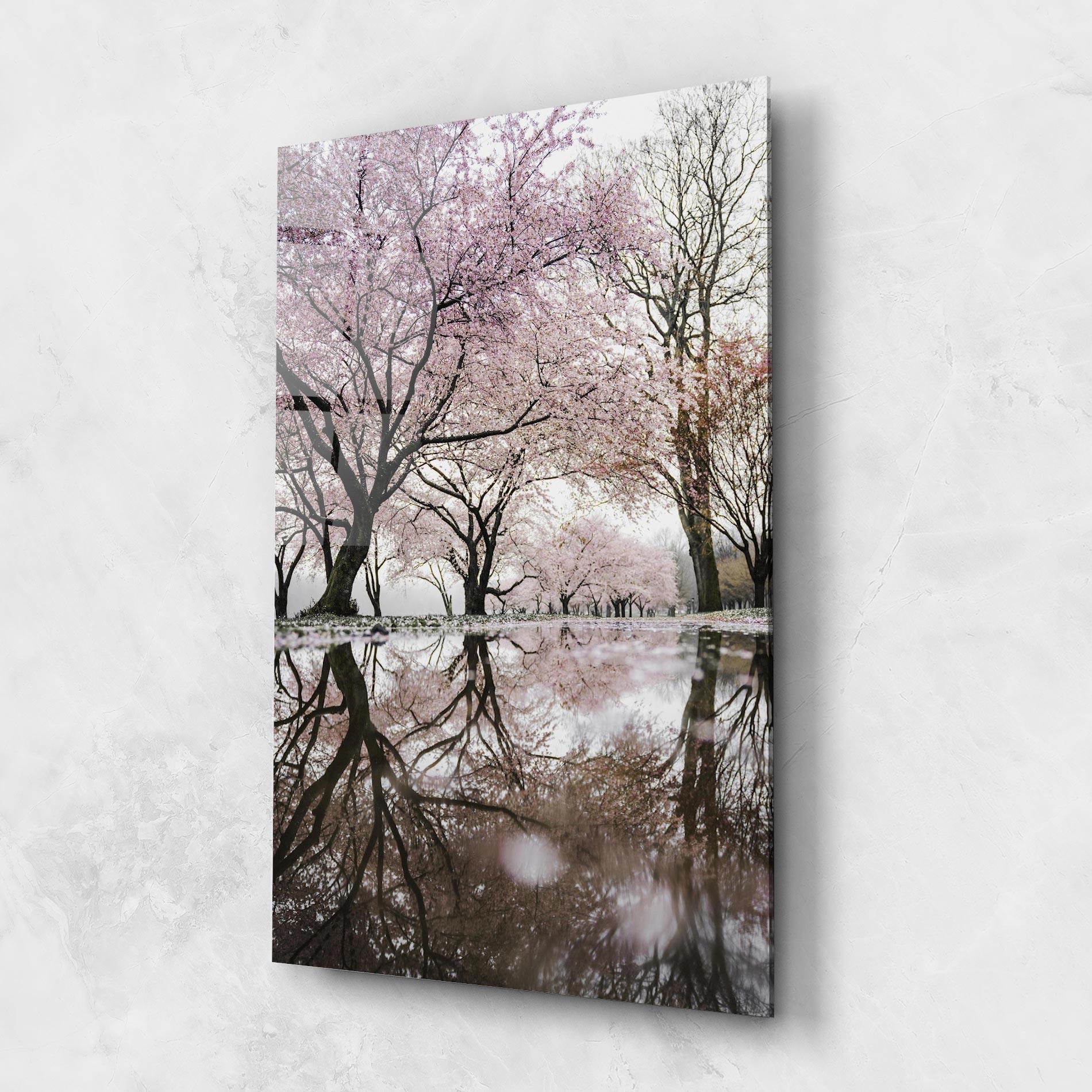 Tablou Sticla Pretty Pink Spring Tree mockup 1