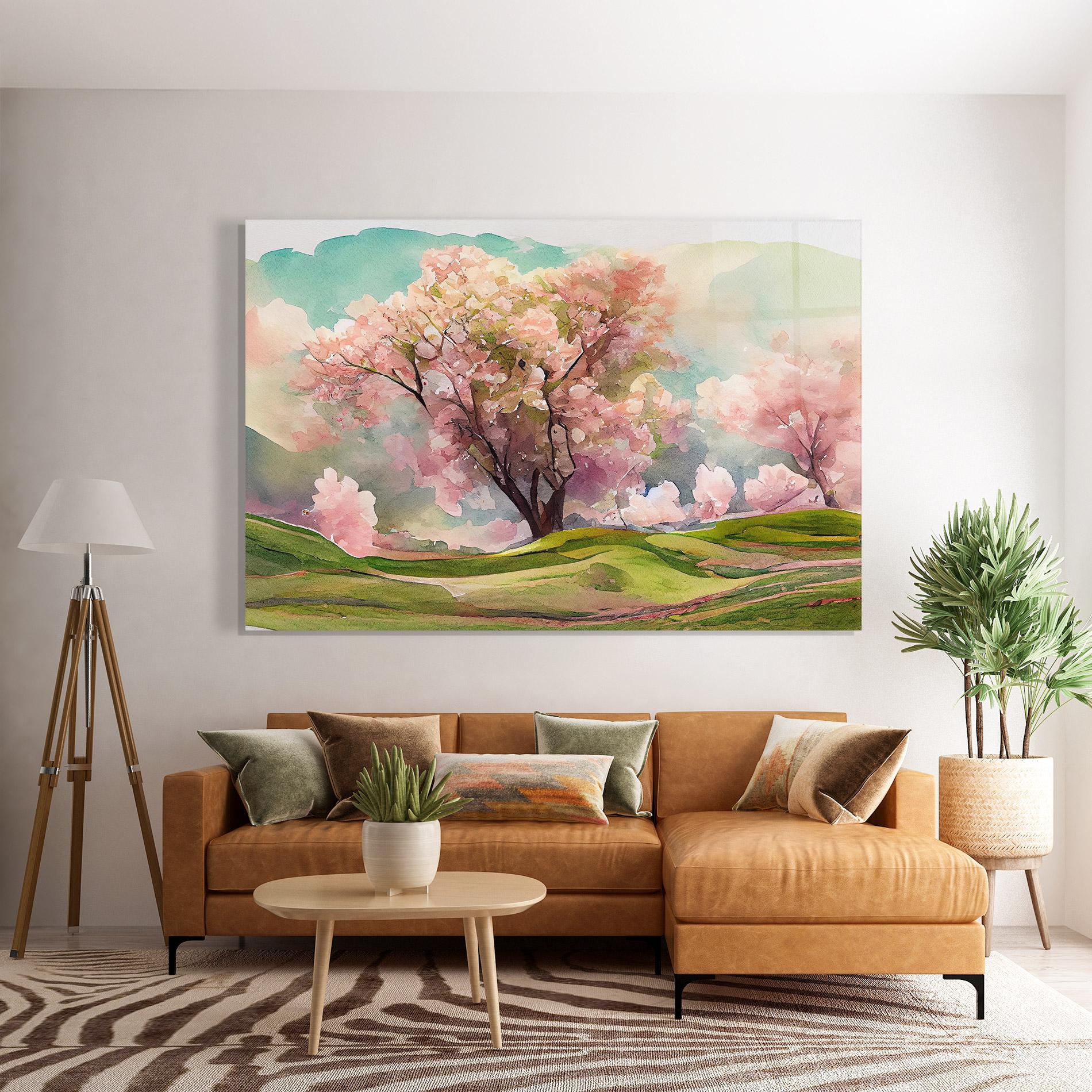 Tablou Sticla Big Spring Trees mockup 7