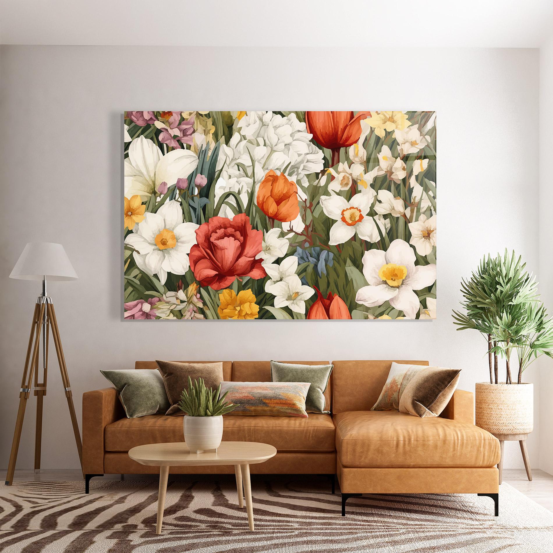 Tablou Sticla Orange Red Spring mockup 7