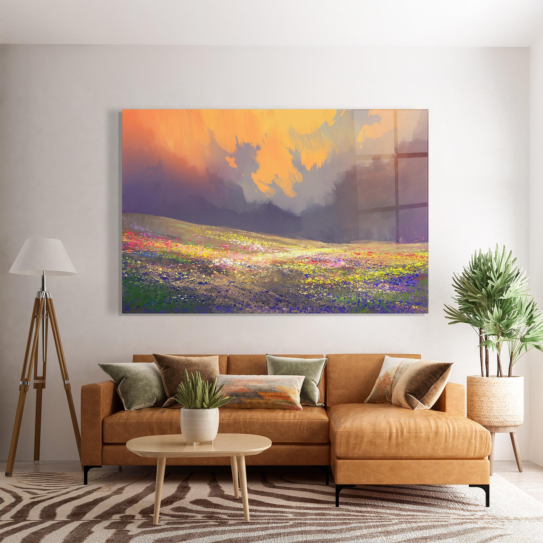 Tablou Sticla Pretty Spring Field mockup 7