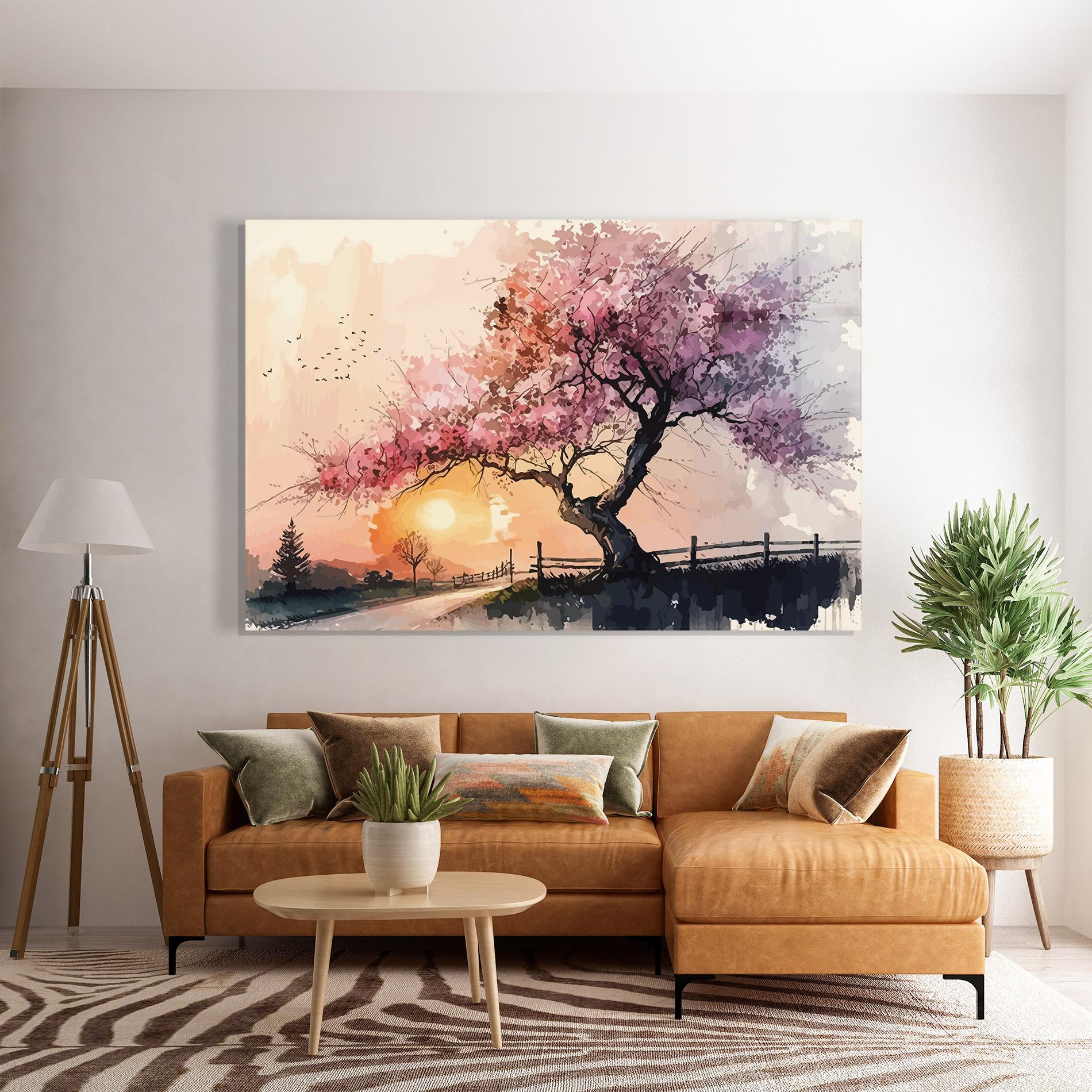 Tablou Sticla Sunset Spring mockup 7