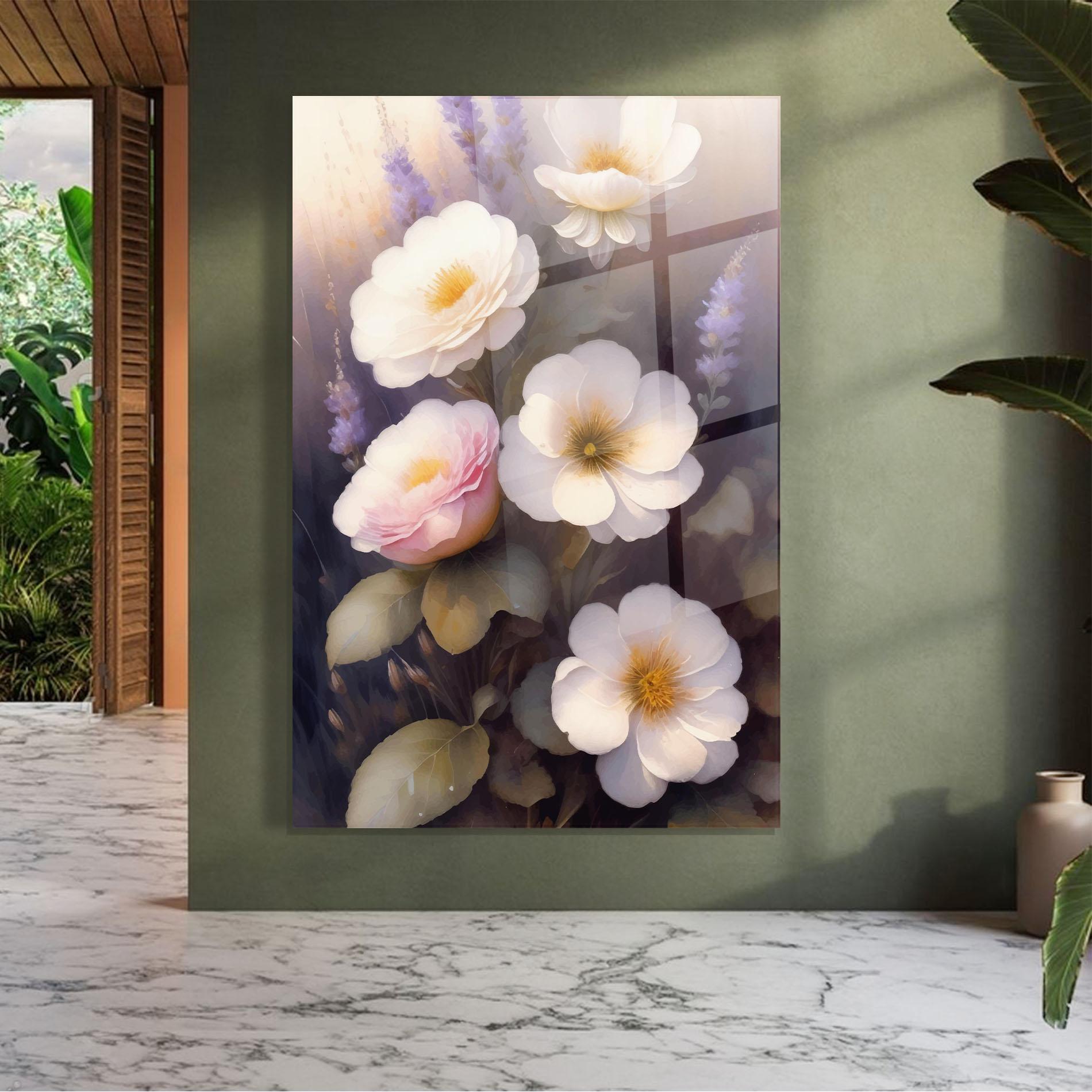 Tablou Sticla Cream Flower Spring mockup 7