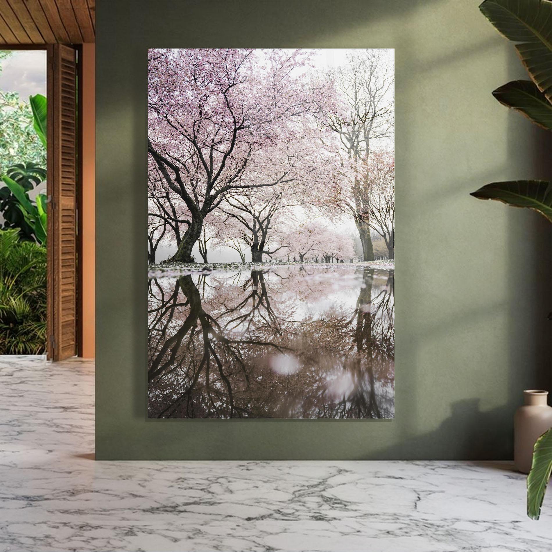 Tablou Sticla Pretty Pink Spring Tree mockup 7
