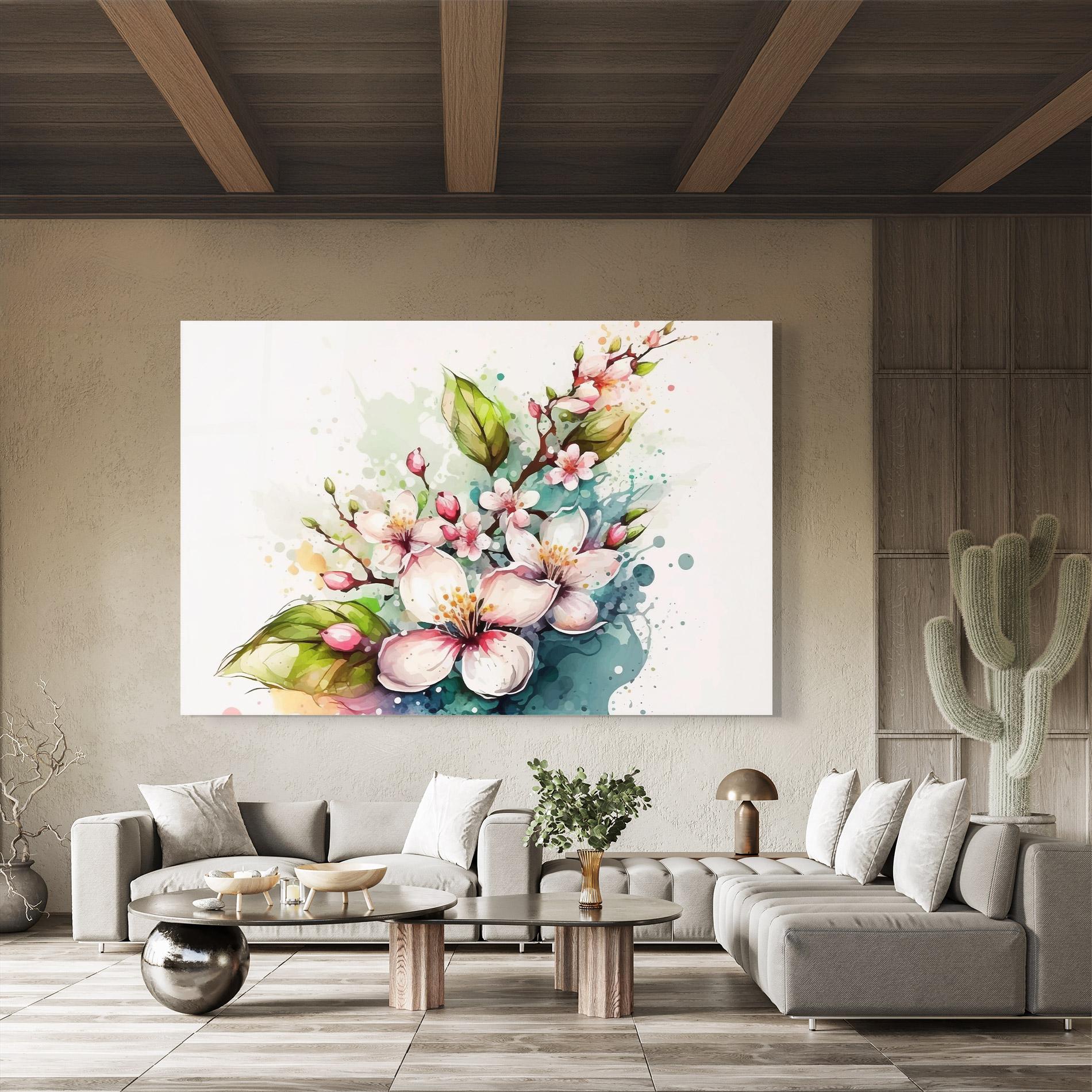 Tablou Sticla Cream Pink Spring mockup 8