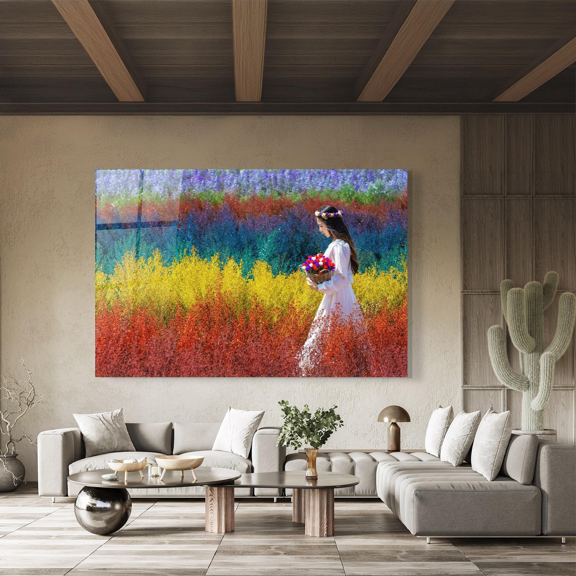 Tablou Sticla Holding Spring Flowers mockup 8