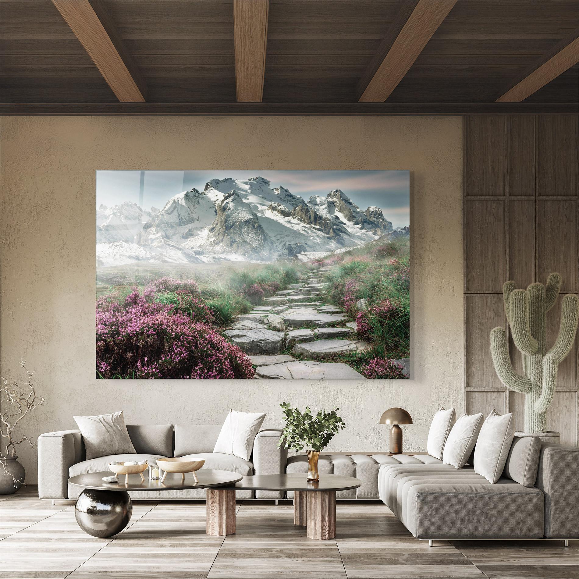 Tablou Sticla Mountain Spring View mockup 8