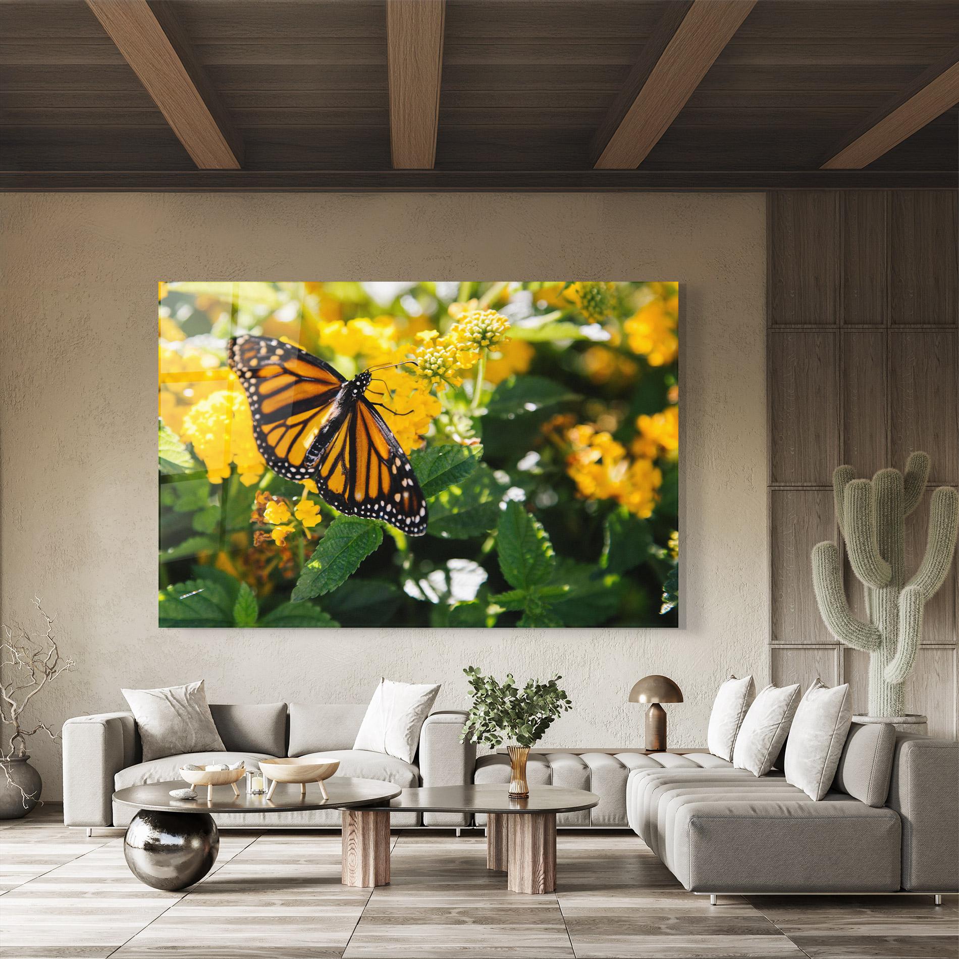 Tablou Sticla Orange Spring Butterfly mockup 8