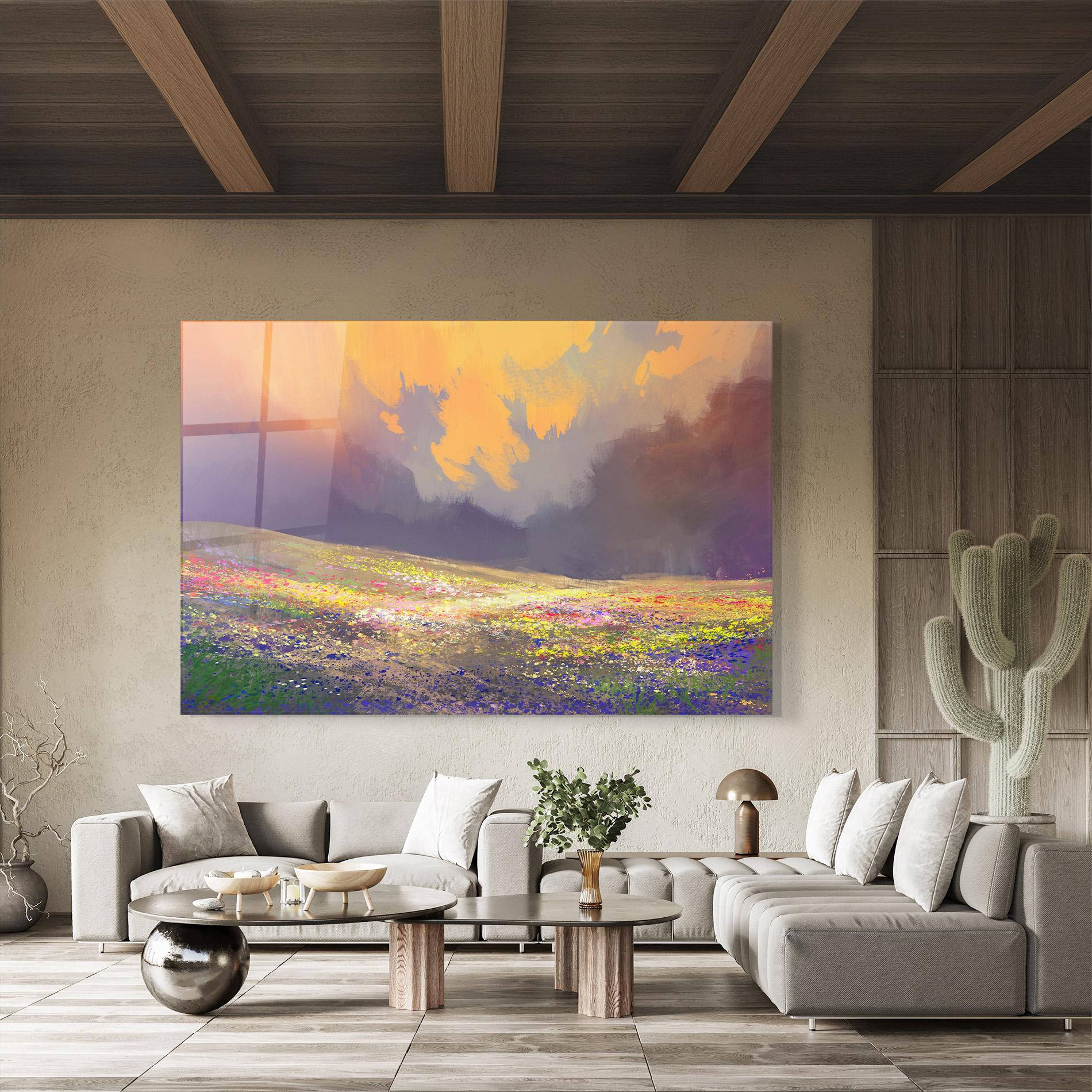 Tablou Sticla Pretty Spring Field mockup 8