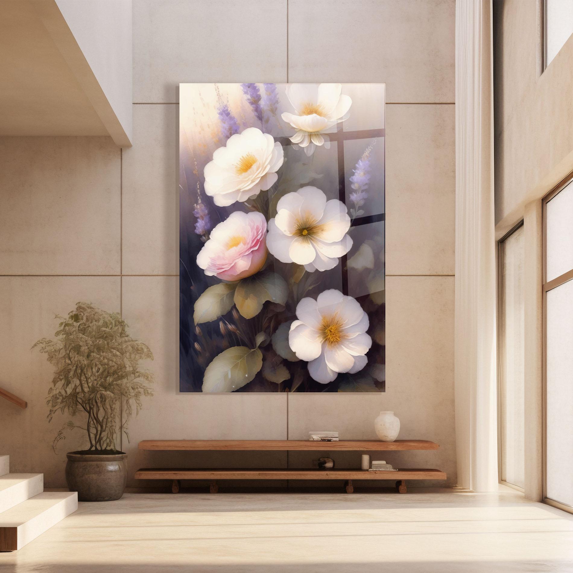 Tablou Sticla Cream Flower Spring mockup 8