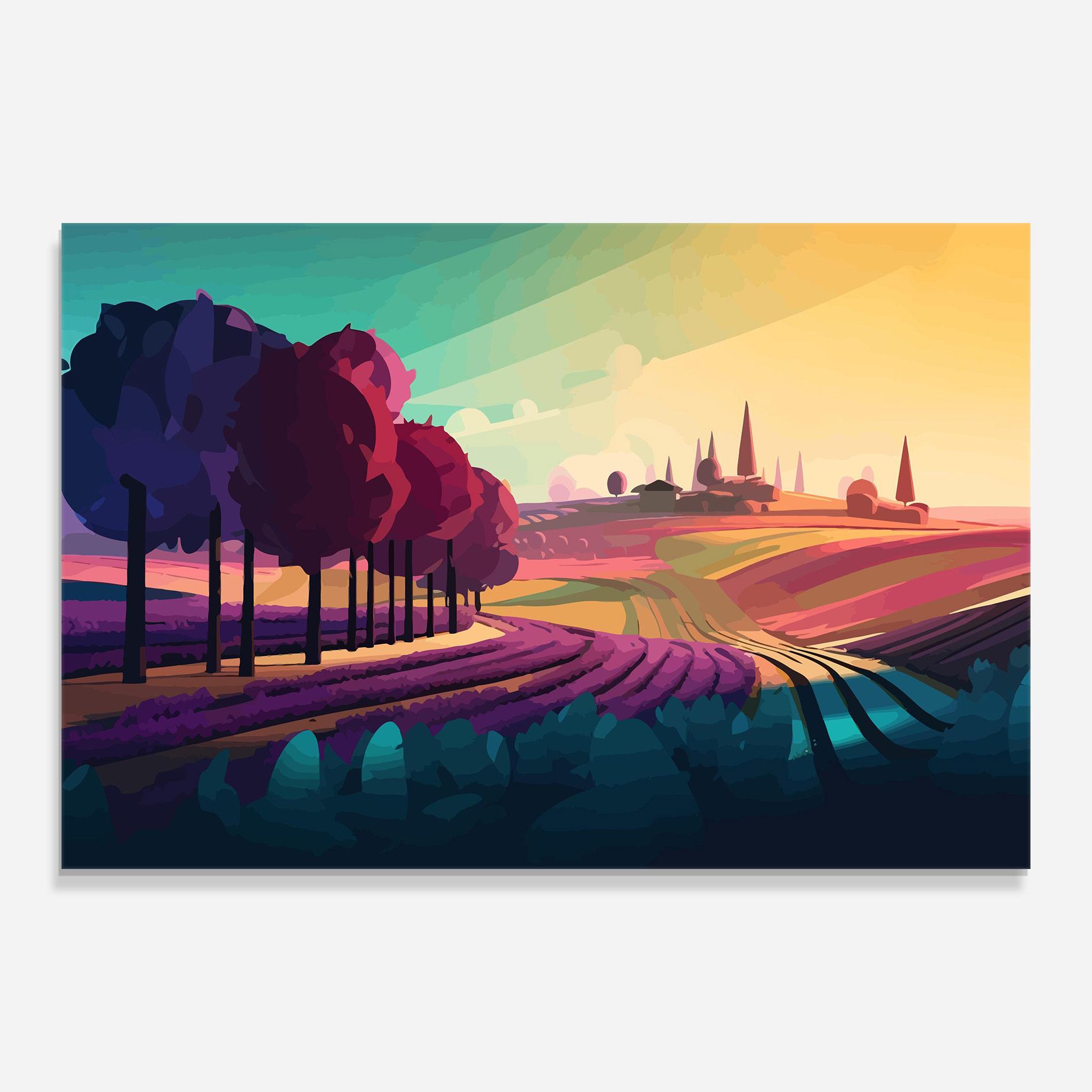 Tablou Sticla Beautiful Rural View mockup 0