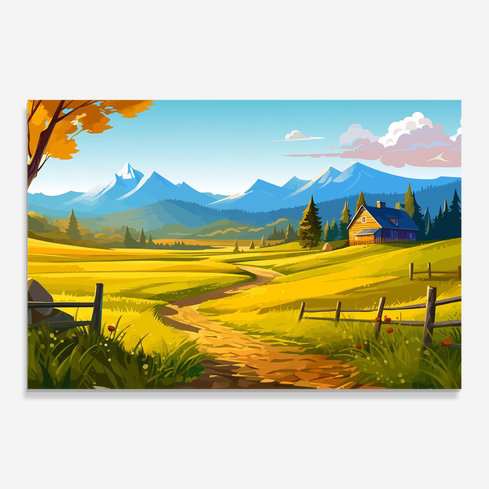 Tablou Sticla Daylight Rural View mockup 0