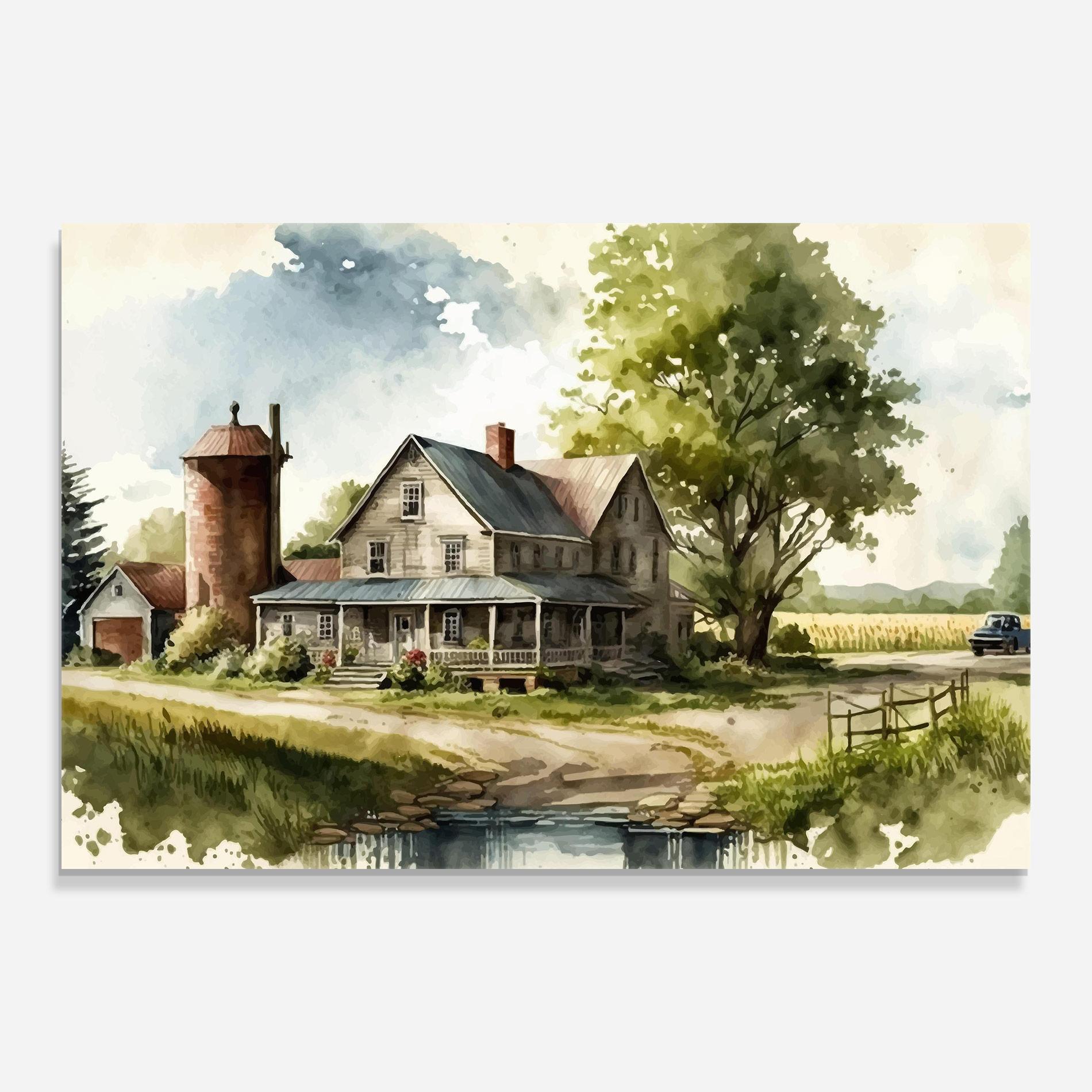 Tablou Sticla Farm Blue Car mockup 0