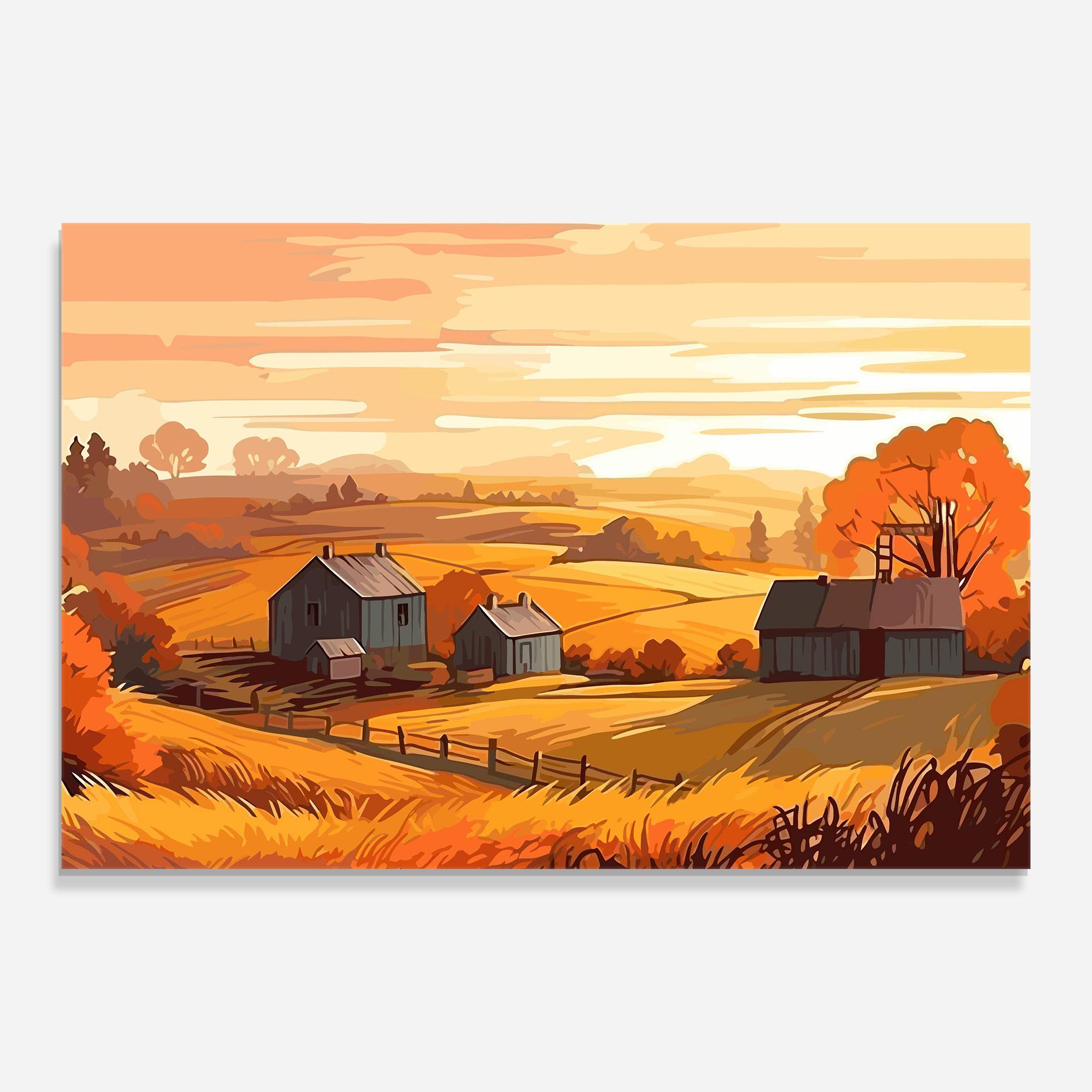 Tablou Sticla Orange Countryside mockup 0
