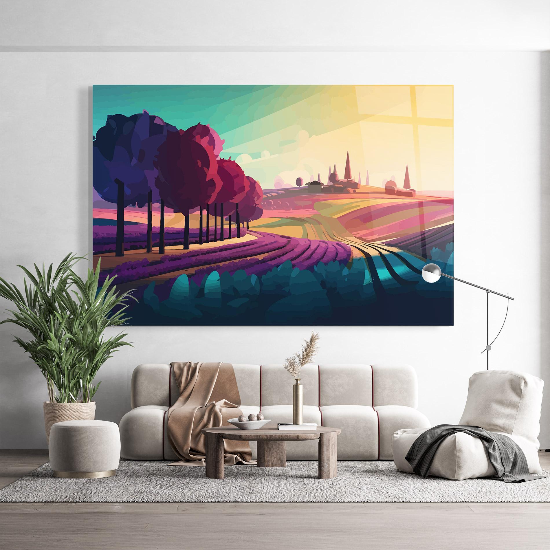 Tablou Sticla Beautiful Rural View mockup 9