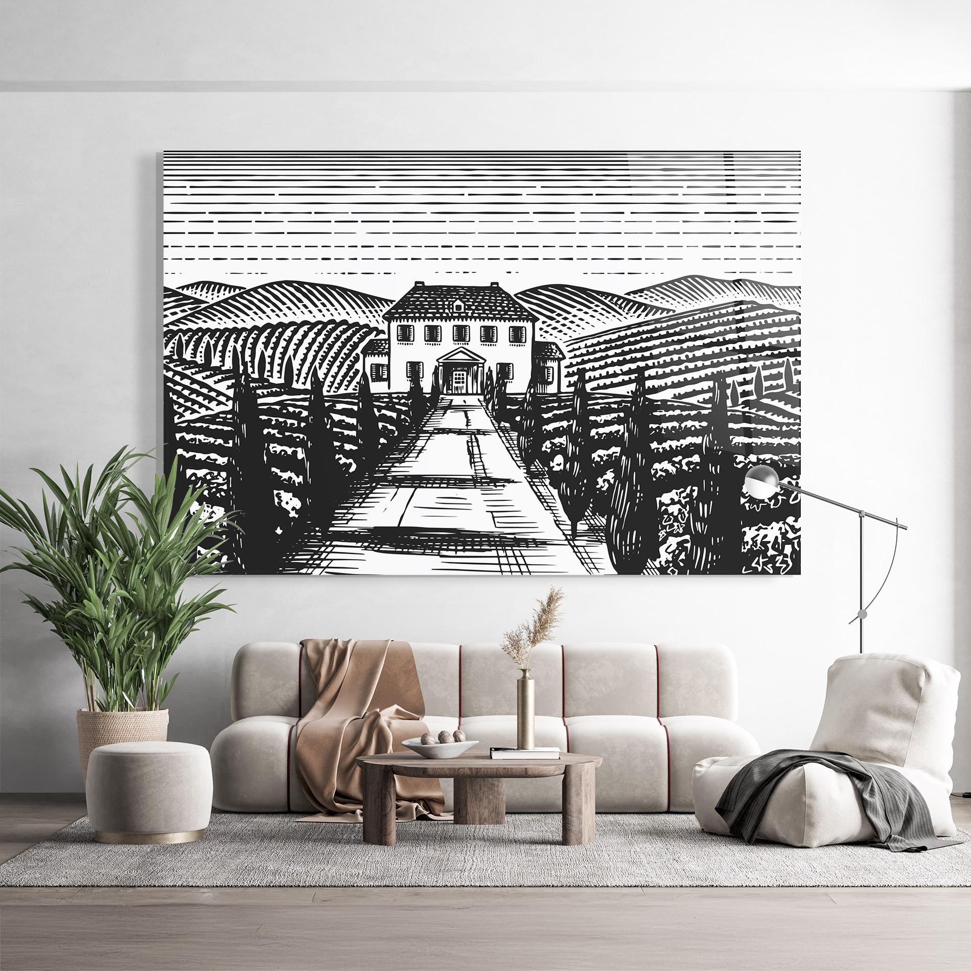 Tablou Sticla Black Rural School mockup 9