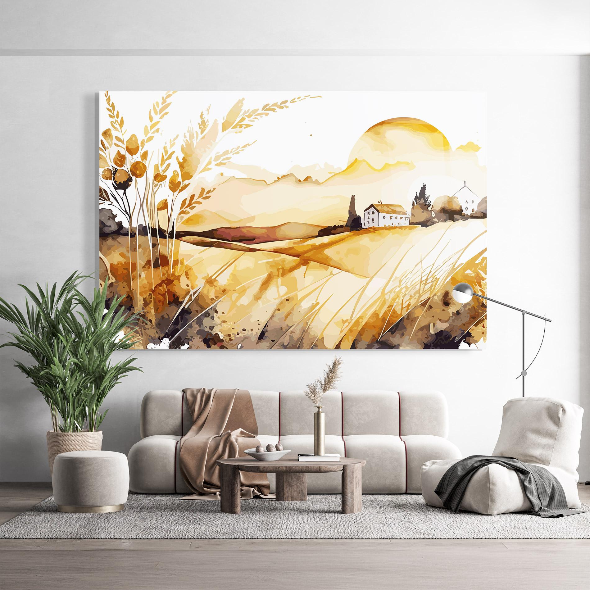 Tablou Sticla Crops Field mockup 9