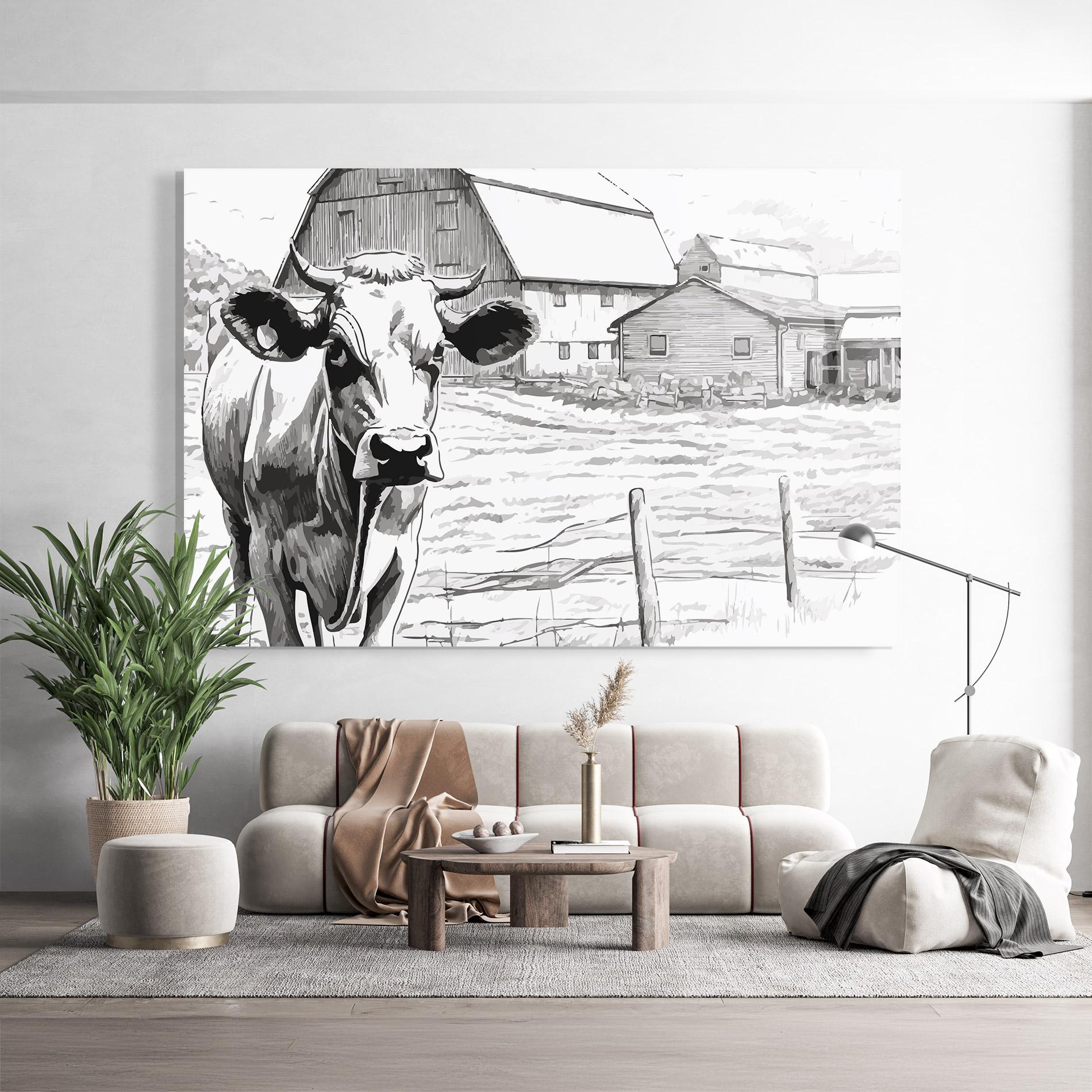 Tablou Sticla Farm Cow mockup 9