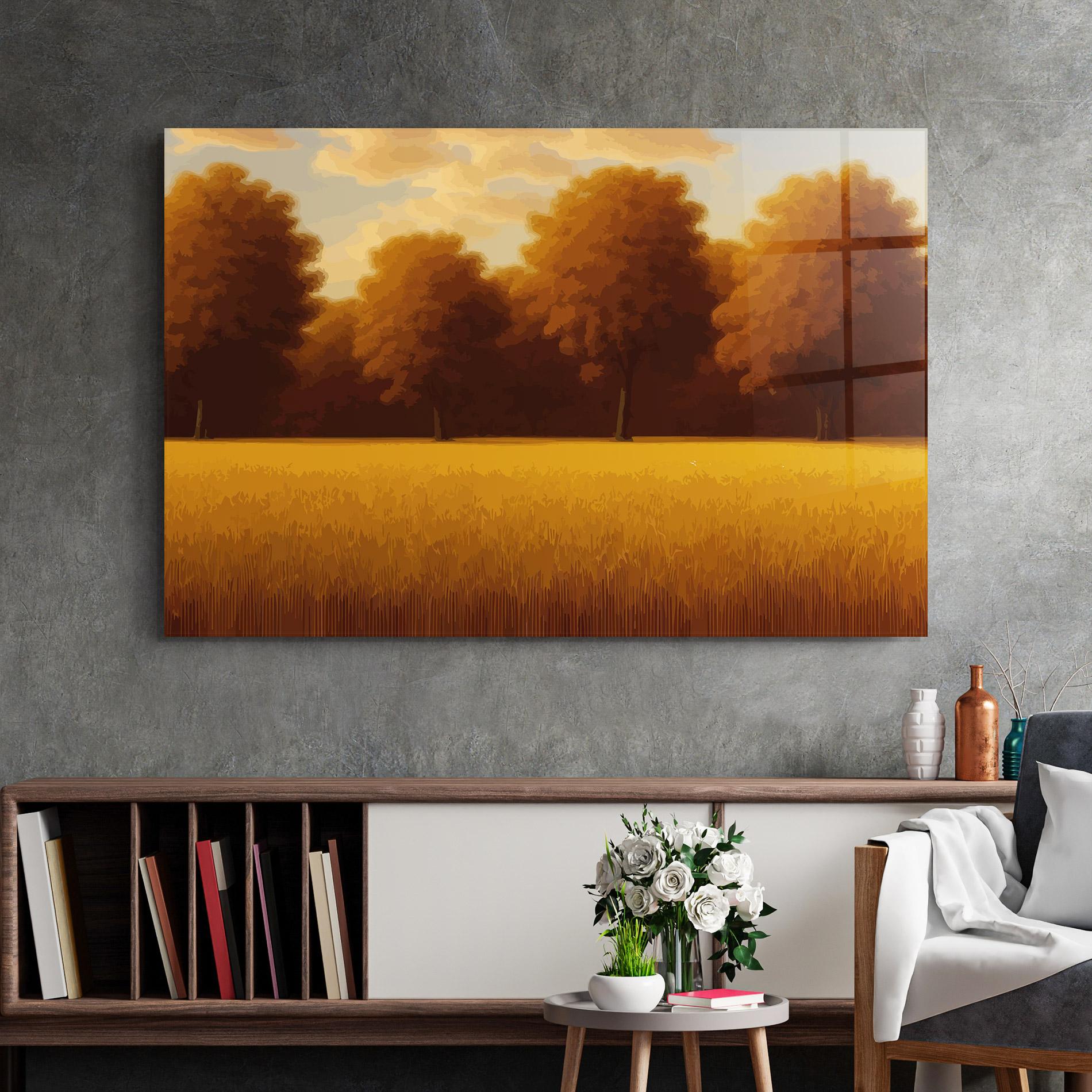 Tablou Sticla Autumn Country Tree mockup 2