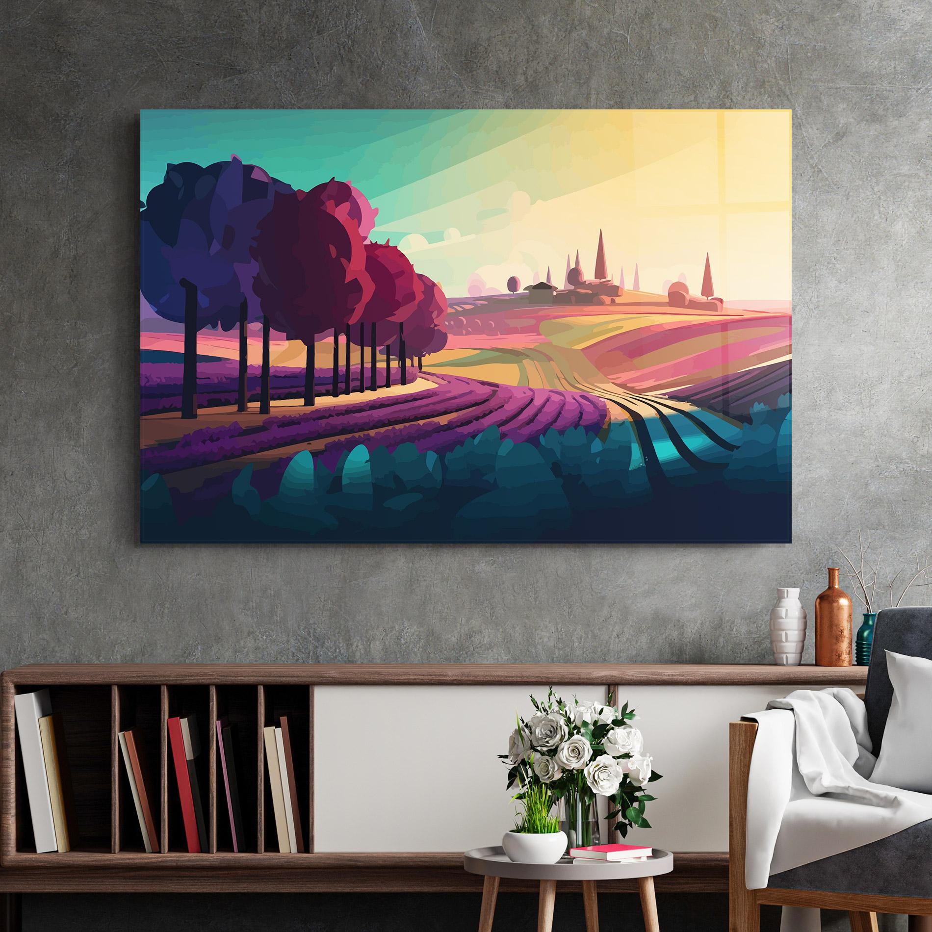 Tablou Sticla Beautiful Rural View mockup 2