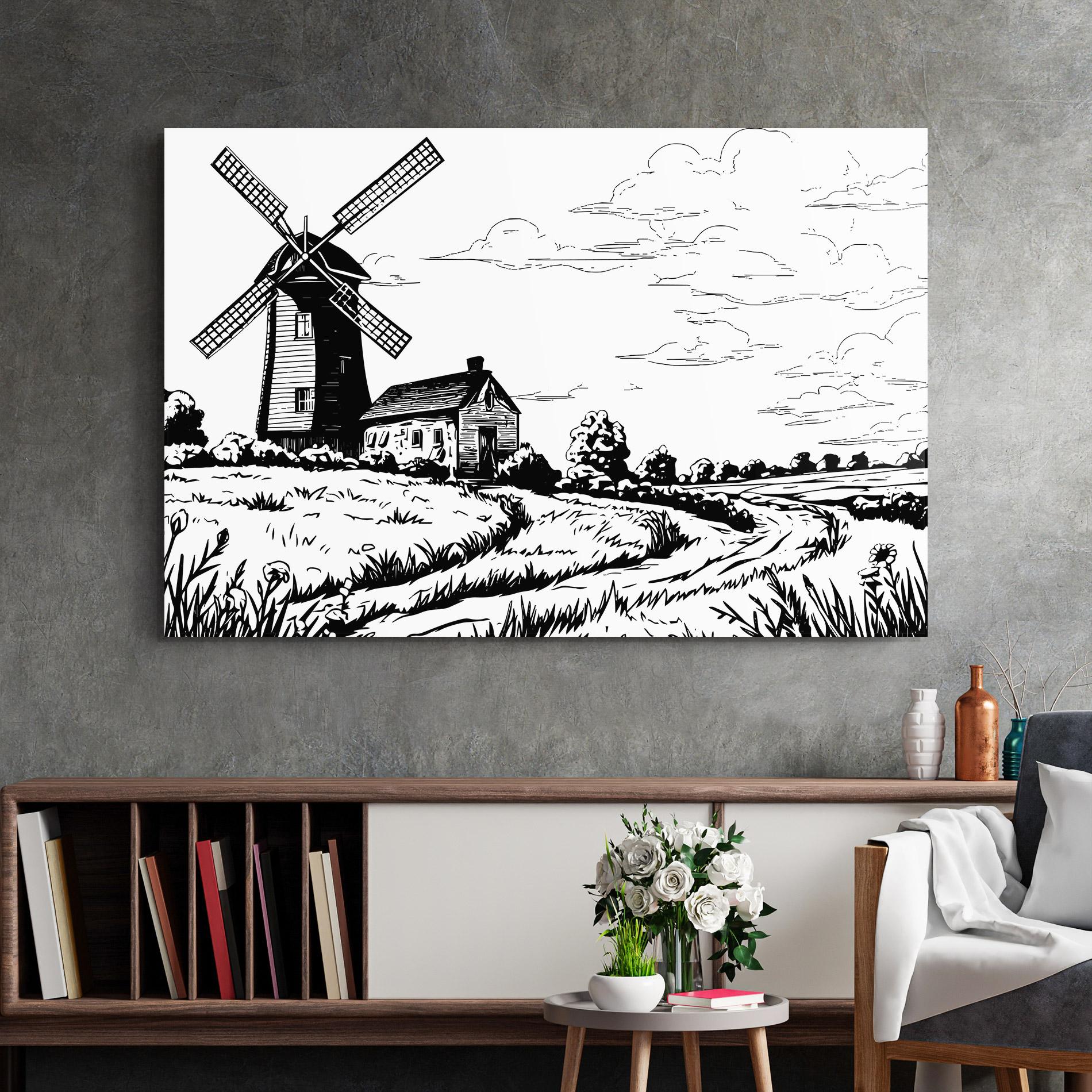 Tablou Sticla Black Line Wheat mockup 2