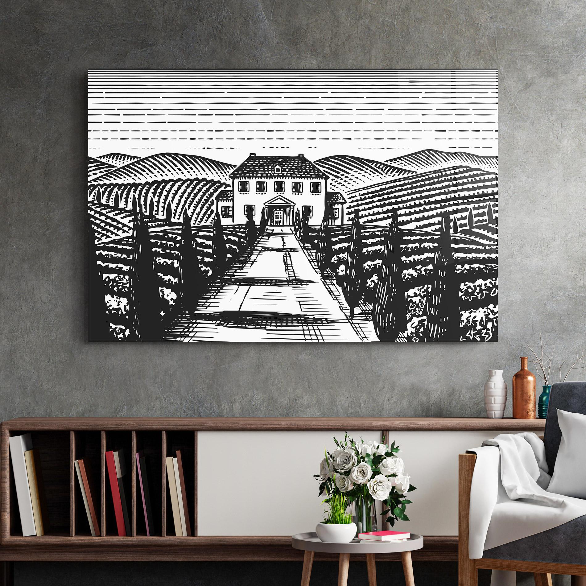 Tablou Sticla Black Rural School mockup 2