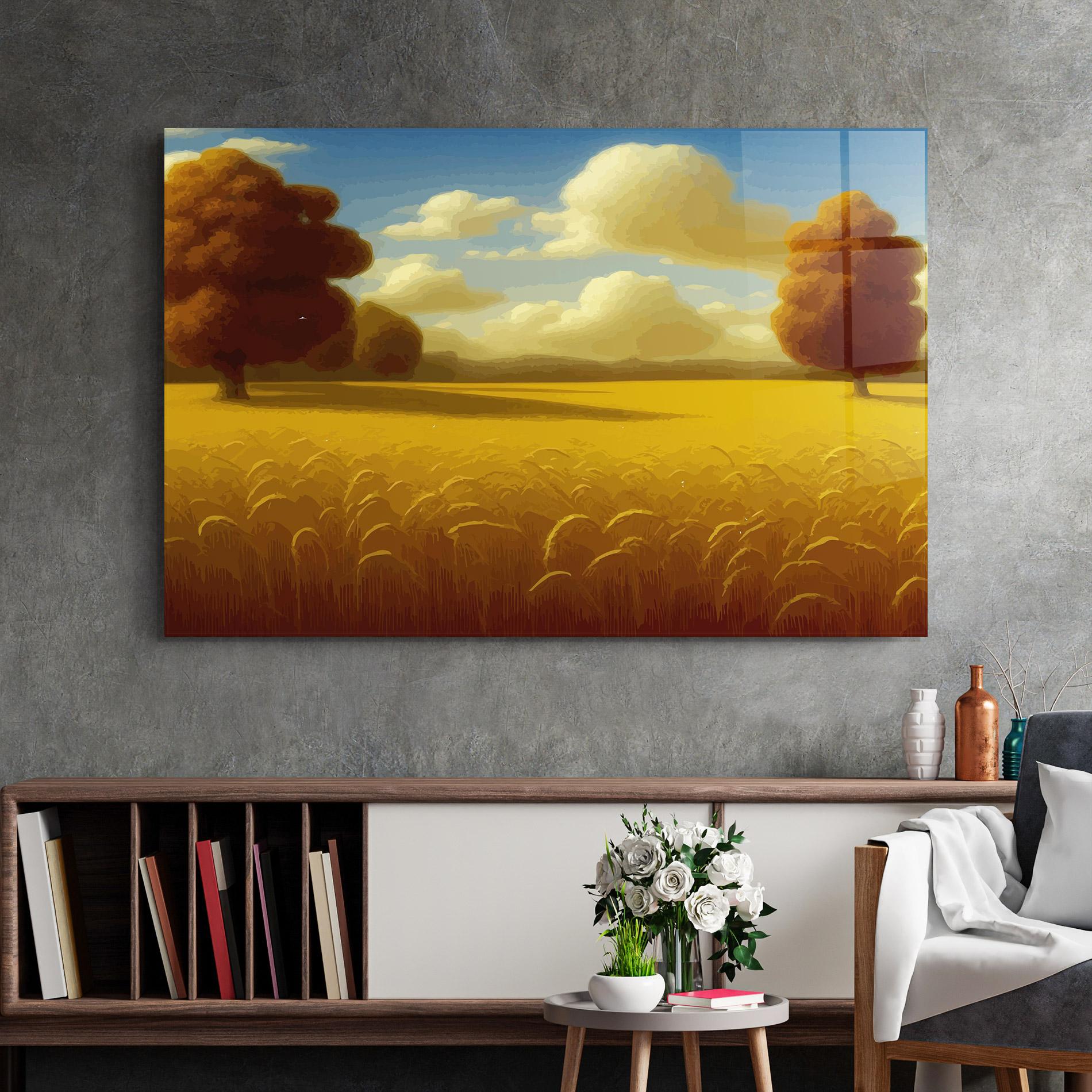 Tablou Sticla Cloud Rural Yellow mockup 2