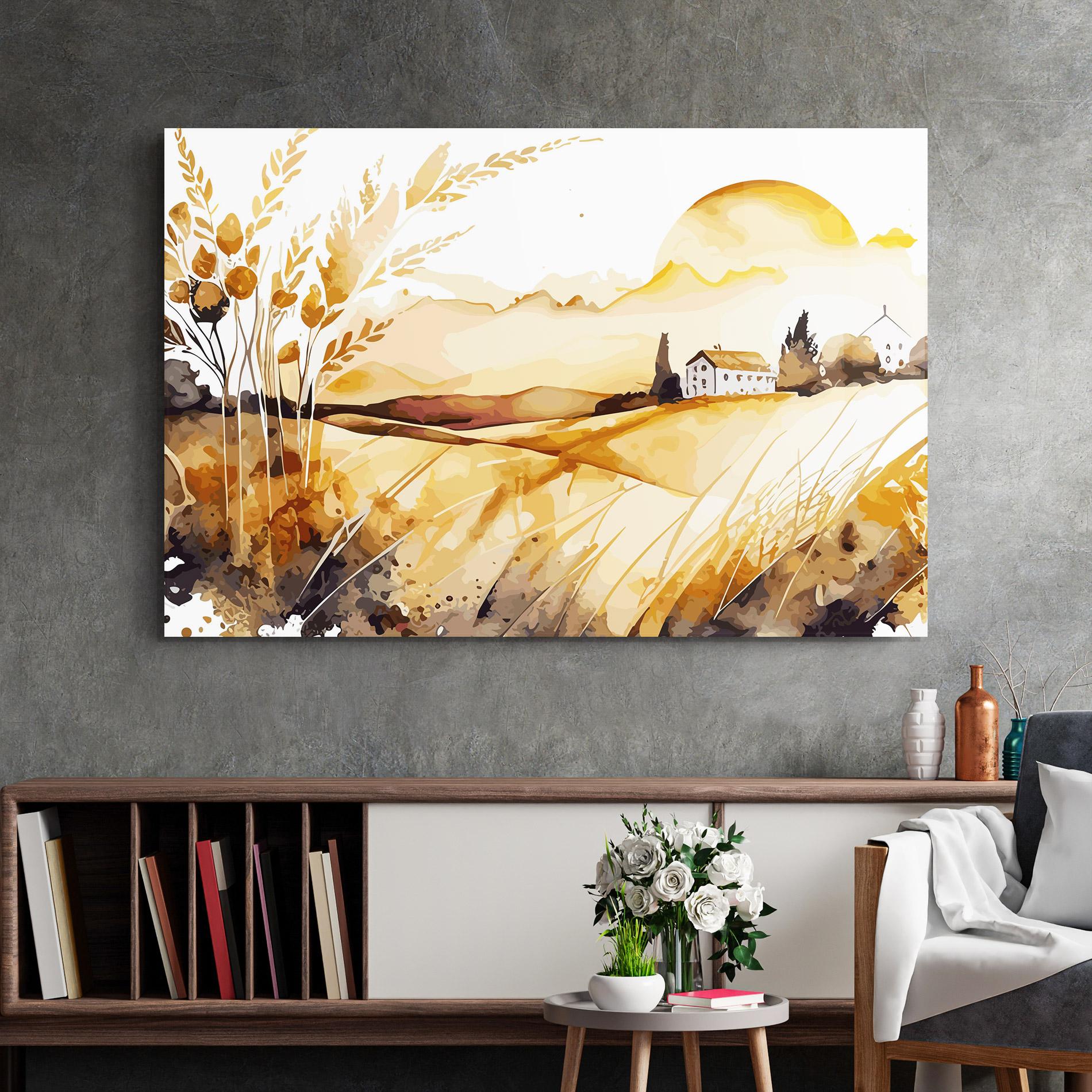 Tablou Sticla Crops Field mockup 2