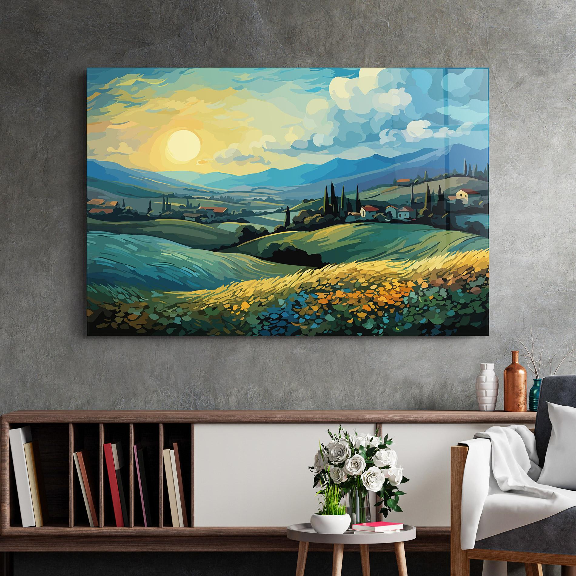 Tablou Sticla Fantasy Blue View mockup 2