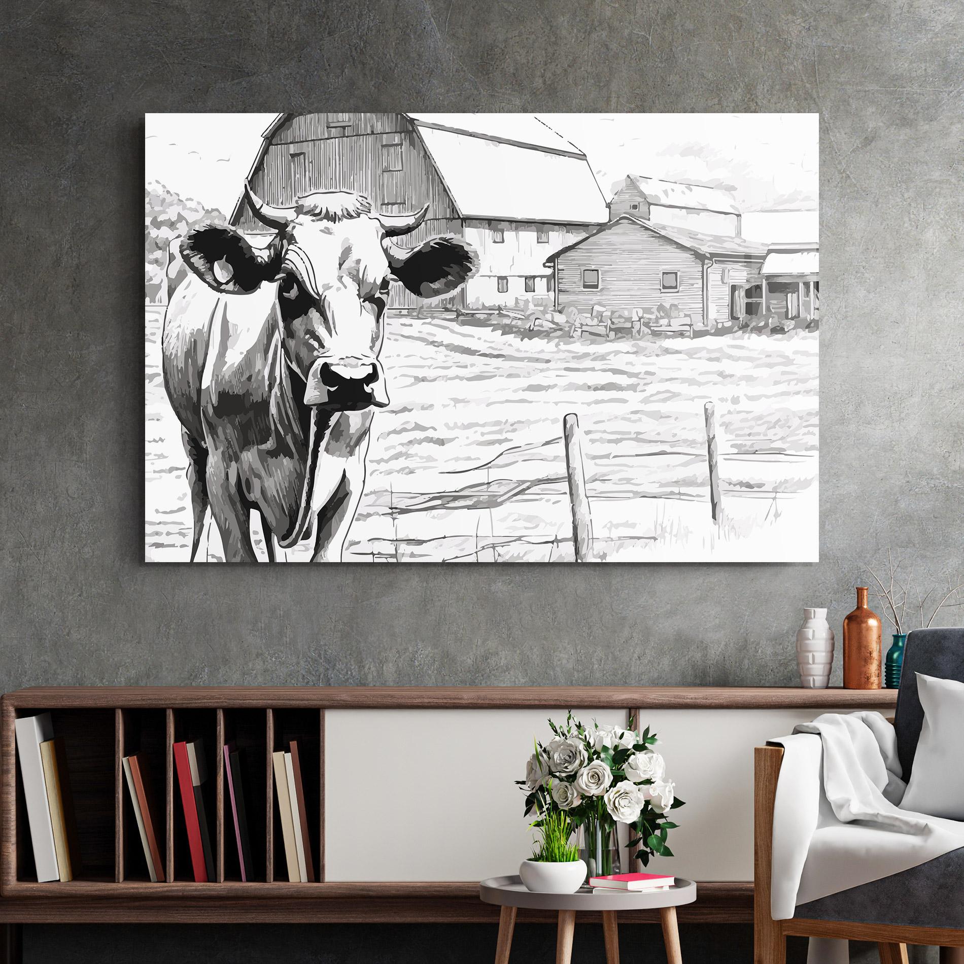 Tablou Sticla Farm Cow mockup 2
