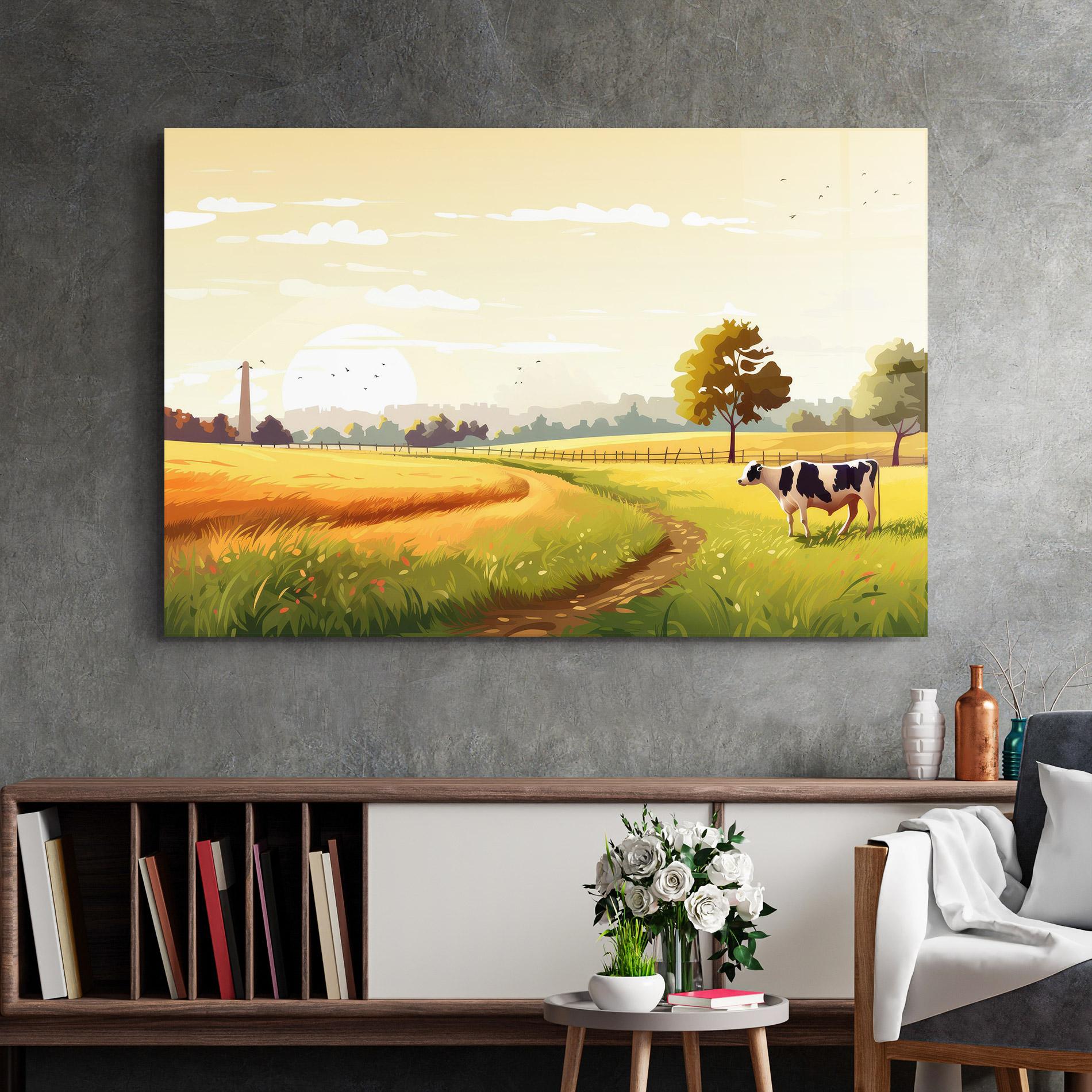 Tablou Sticla Grazing Farm mockup 2